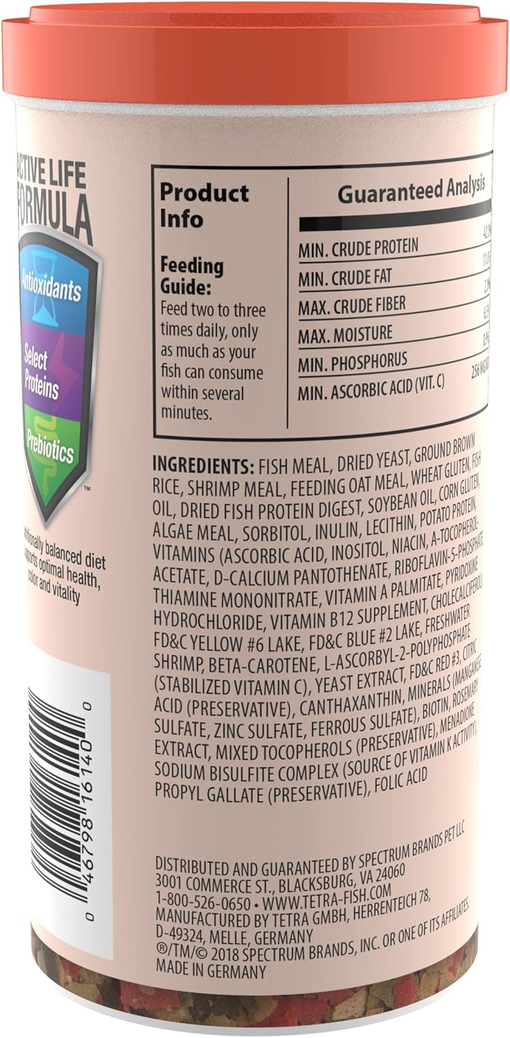 Tetra Goldfish Flakes, Nutritionally Balanced Diet For Aquarium Fish, Vitamin C Enriched Flakes, 7.06 oz