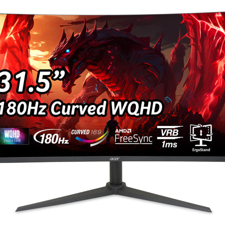 acer Nitro 34 Inch UWQHD 3440 x 1440 1500R Curved PC Gaming Monitor | AMD FreeSync Premium | Up to 180Hz Refresh | 1ms (VRB) | 400nit | DisplayHDR 400 | One DP 1.4 & Two HDMI 2.0 | XZ342CU Vbmiiphx