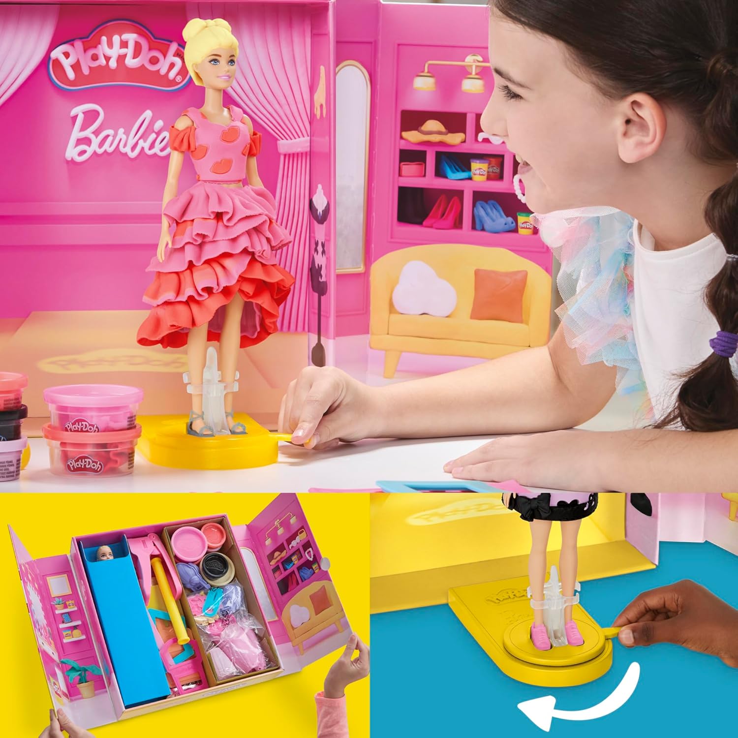 Play-Doh Barbie Designer Fashion Show Set, Make Doll Clothes with 21 Fashion Accessories & Modeling Compound, Kids Arts & Crafts for Girls & Boys, Ages 5+
