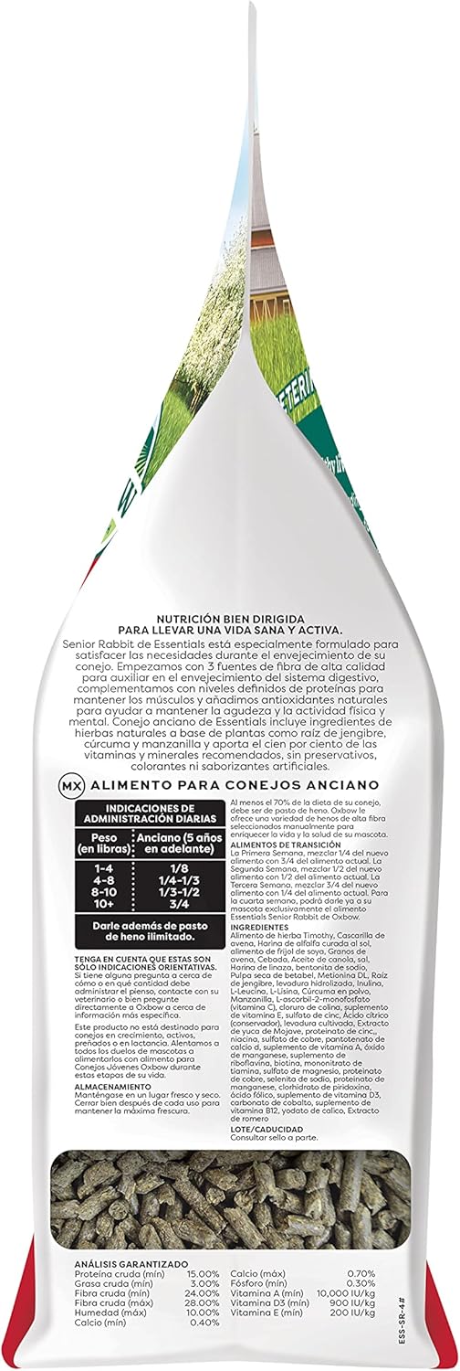 Oxbow Essentials Rabbit Food, Adult Rabbit, Made with Oxbow Timothy Hay, Pet Pellets with Vitamins & Minerals, Small Animal Pet Products, Bunny Supplies, Made in USA, Bunny Food, 5 lb