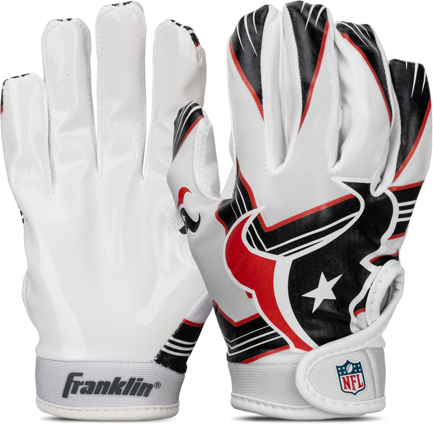 Franklin Sports Youth NFL Football Receiver Gloves - Kids Football Gloves Pair - NFL Team Logos and Silicone Palm