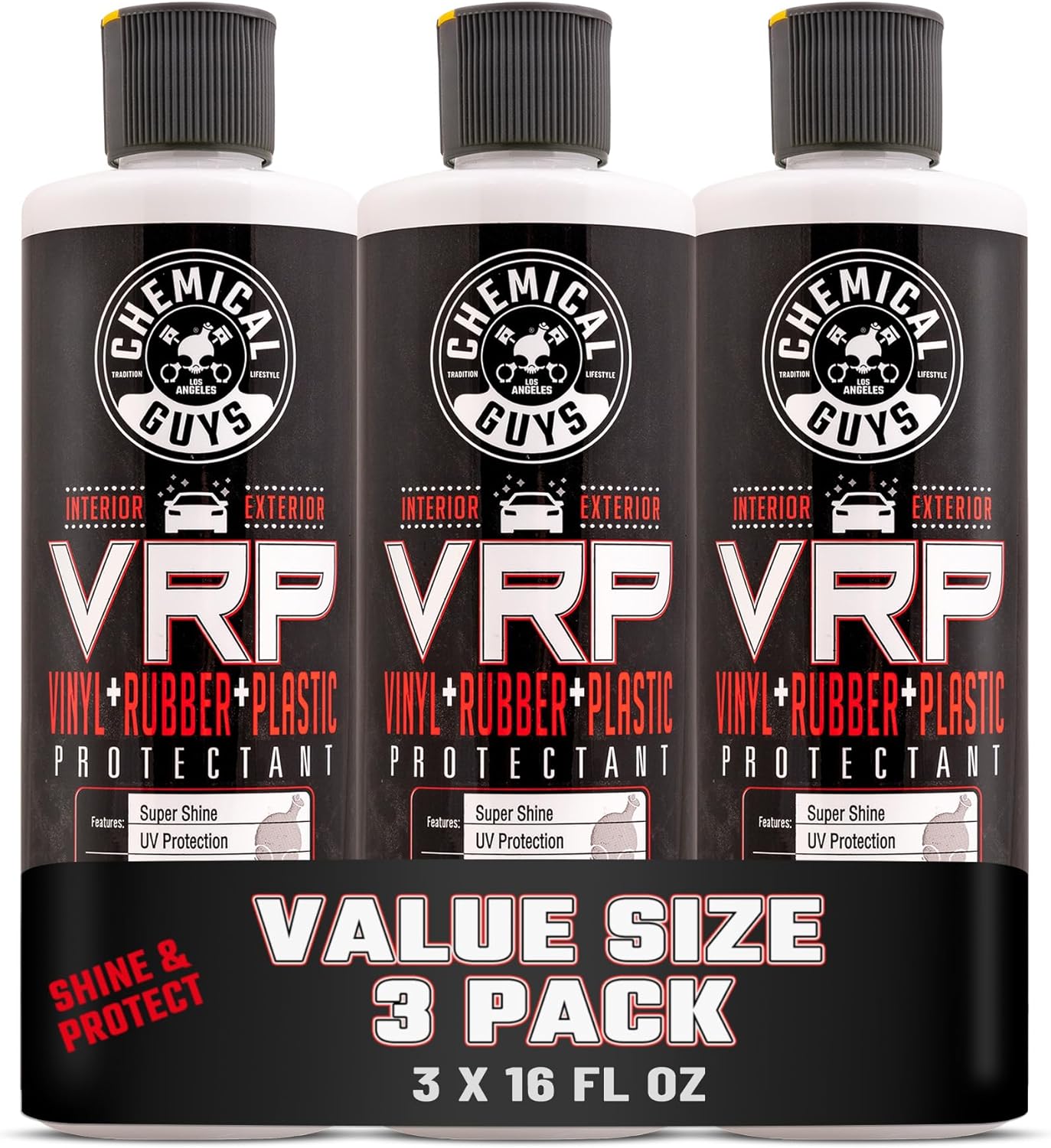 Chemical Guys VRP Vinyl, Rubber, and Plastic Dressing - Tire Dressing, Non-Greasy, Dry-to-the-Touch Shine for Tires, Trim, and More, Safe for Cars, Trucks, SUVs, RVs & More - 16 oz