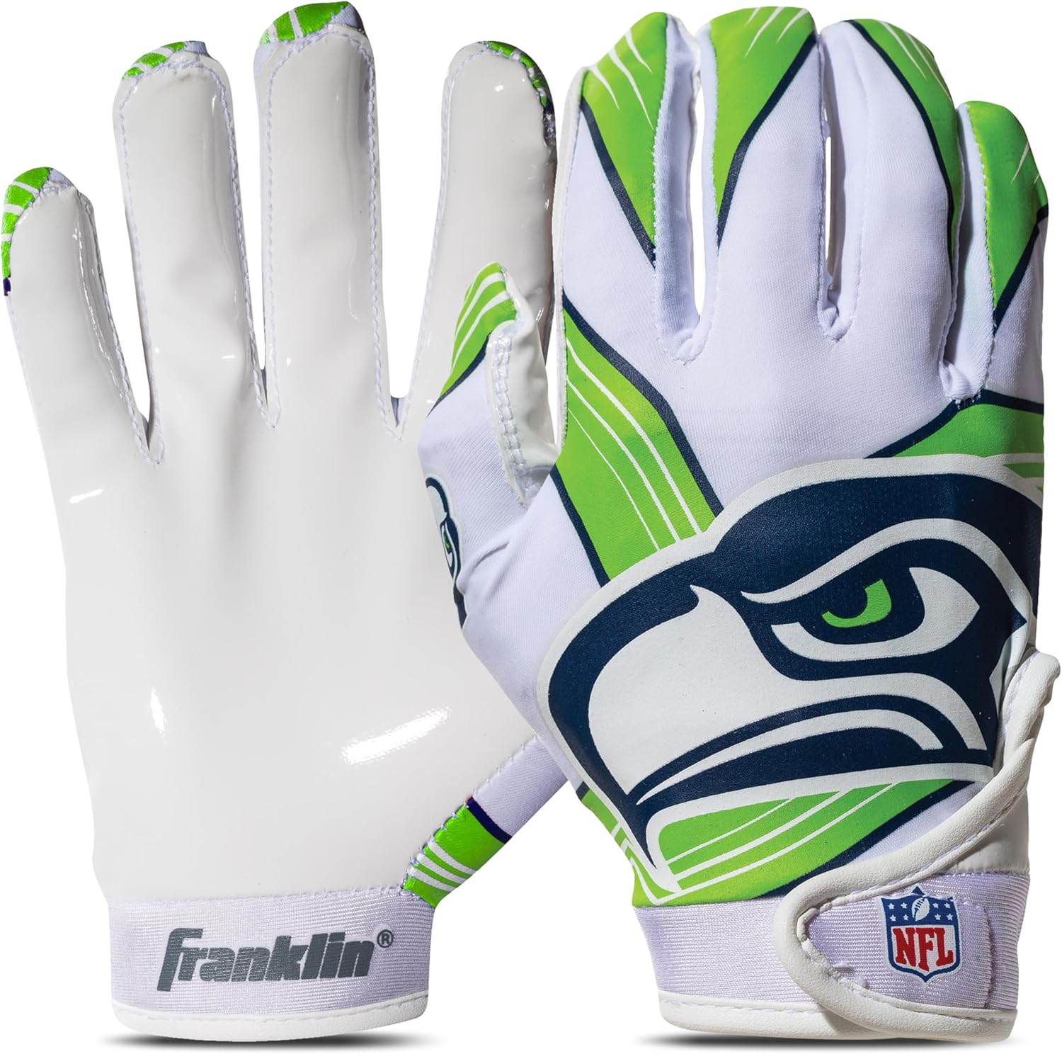 Franklin Sports Youth NFL Football Receiver Gloves - Kids Football Gloves Pair - NFL Team Logos and Silicone Palm