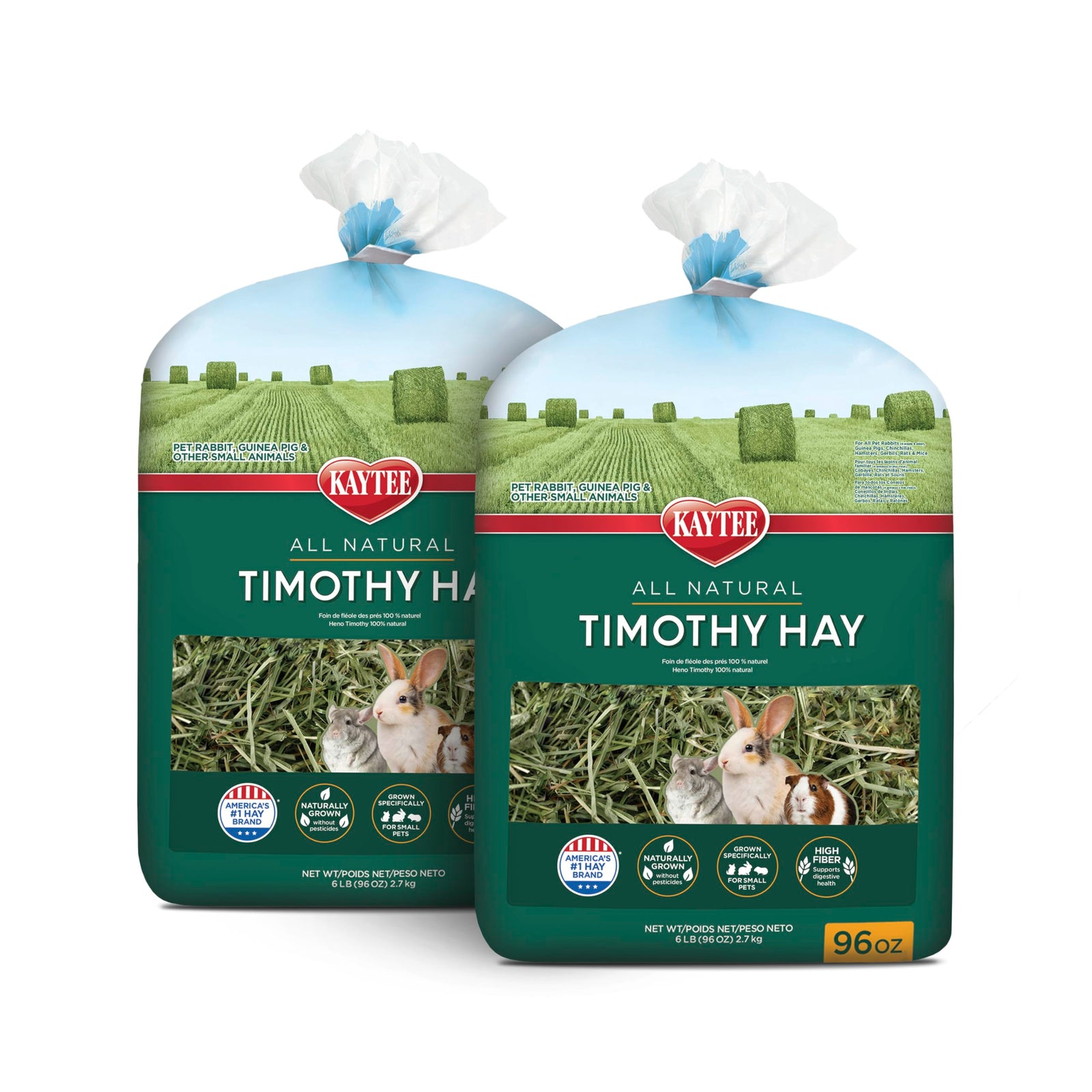 Kaytee Timothy Hay, High Fiber, Grown Specifically for Small Animals, Rabbits, Guinea Pigs, Chinchillas, Ideal Bulk Order for Small Pets, 12 pounds