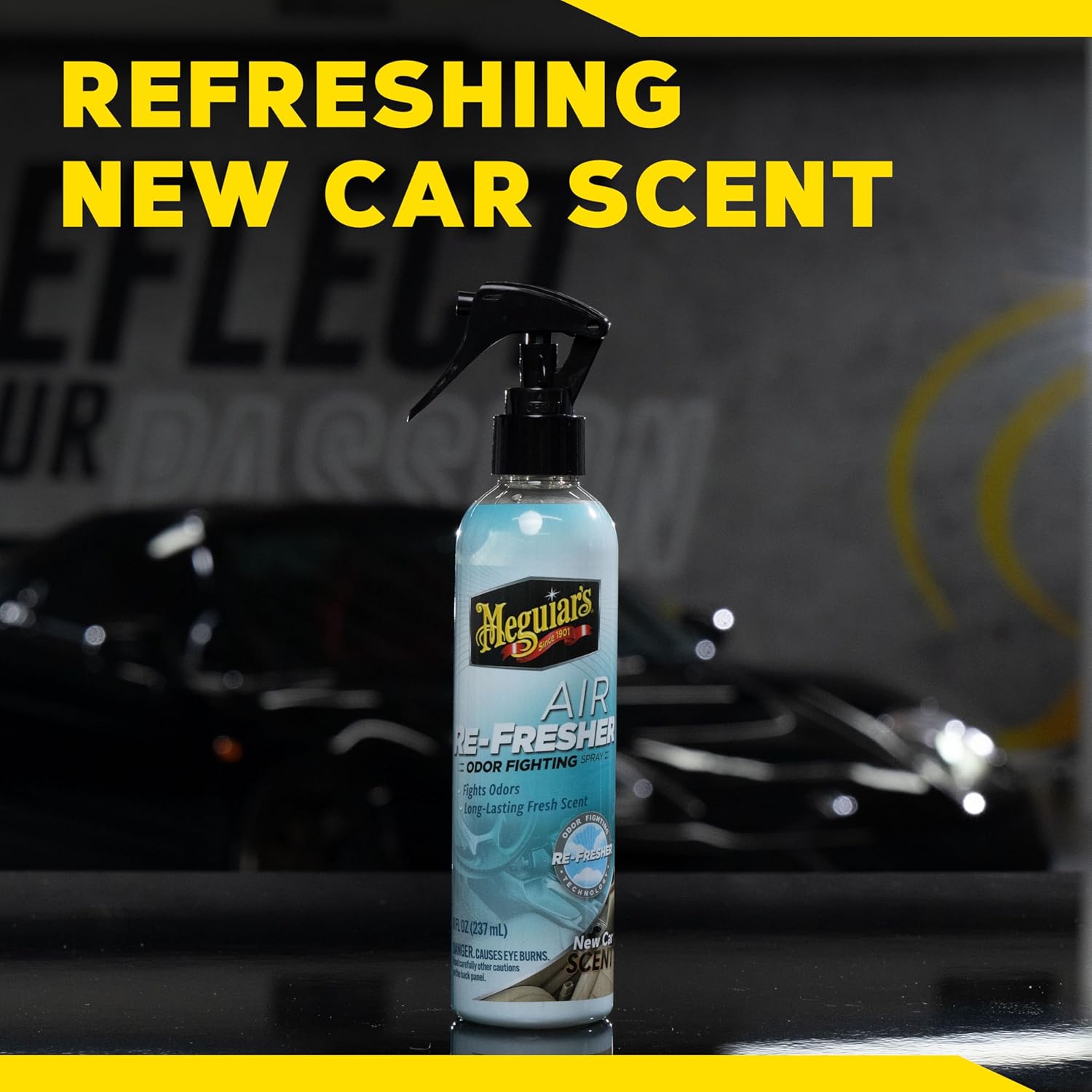 Meguiar's Air Re-Fresher Odor Fighting Spray, New Car Scent,Convenient Air Freshener that Instantly Fights Odors and Leaves Behind a Long-Lasting New Car Scent, 8 Oz Trigger Spray