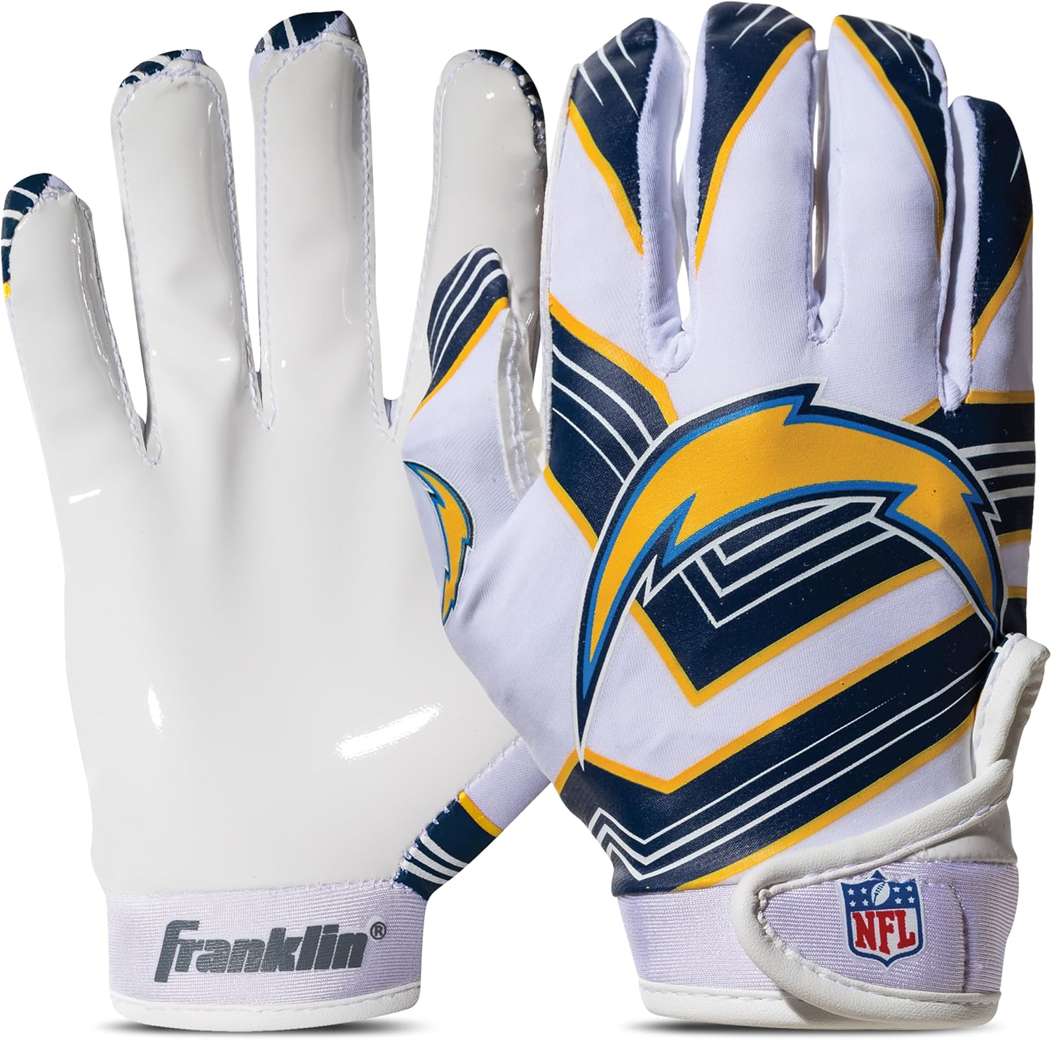 Franklin Sports Youth NFL Football Receiver Gloves - Kids Football Gloves Pair - NFL Team Logos and Silicone Palm