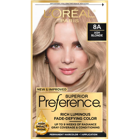 L'Oreal Paris Superior Preference Fade-Defying + Shine Permanent Hair Color, 8G Golden Blonde, Pack of 1, Hair Dye