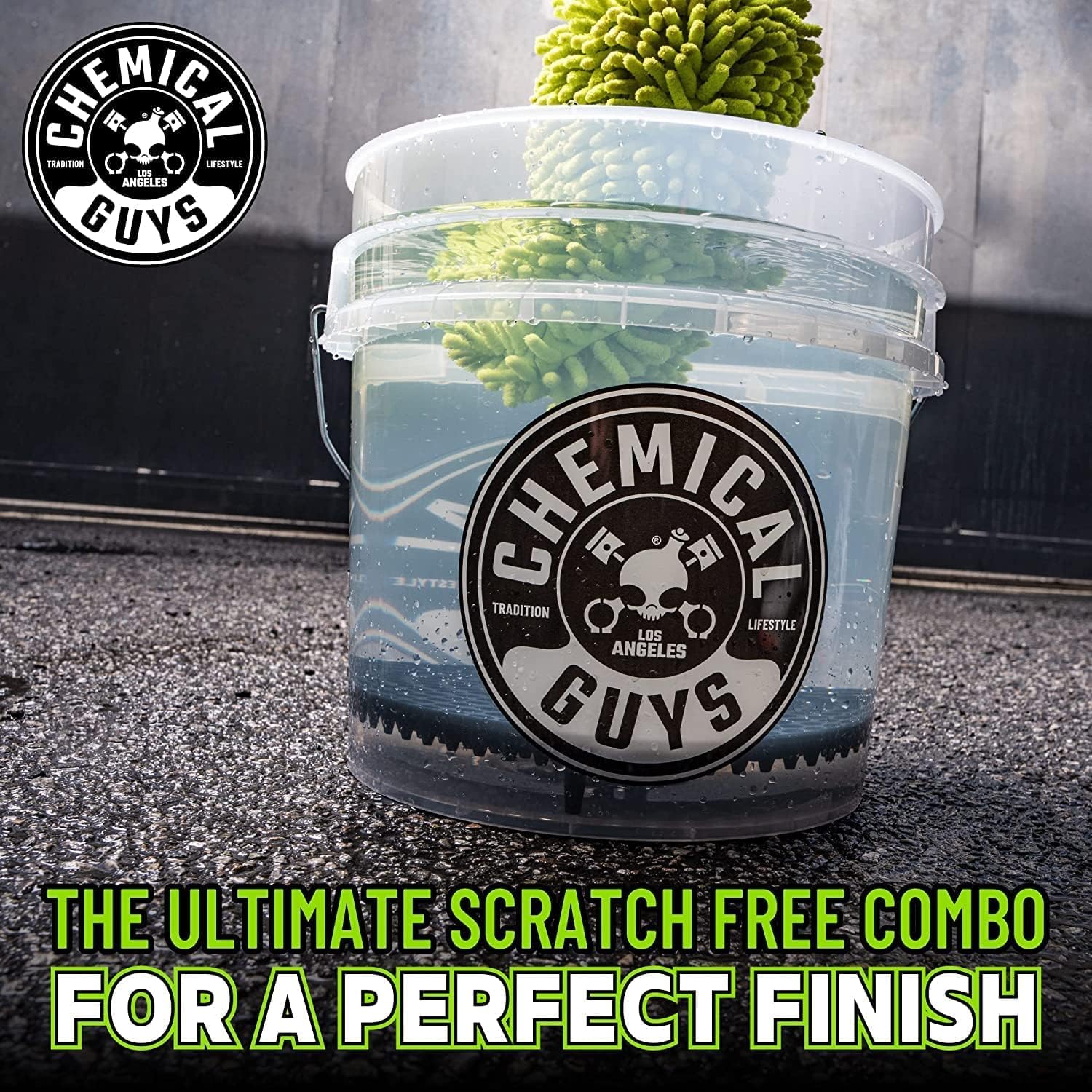 Chemical Guys Ultimate Scratch-Free Detailing Car Wash Bucket Kit with Accessories, Car Detailing Kit With Dirt Trap, Wash Mitt, Lid, and 16 oz Soap, Safe For Trucks, SUVs, Motorcycles, RVs