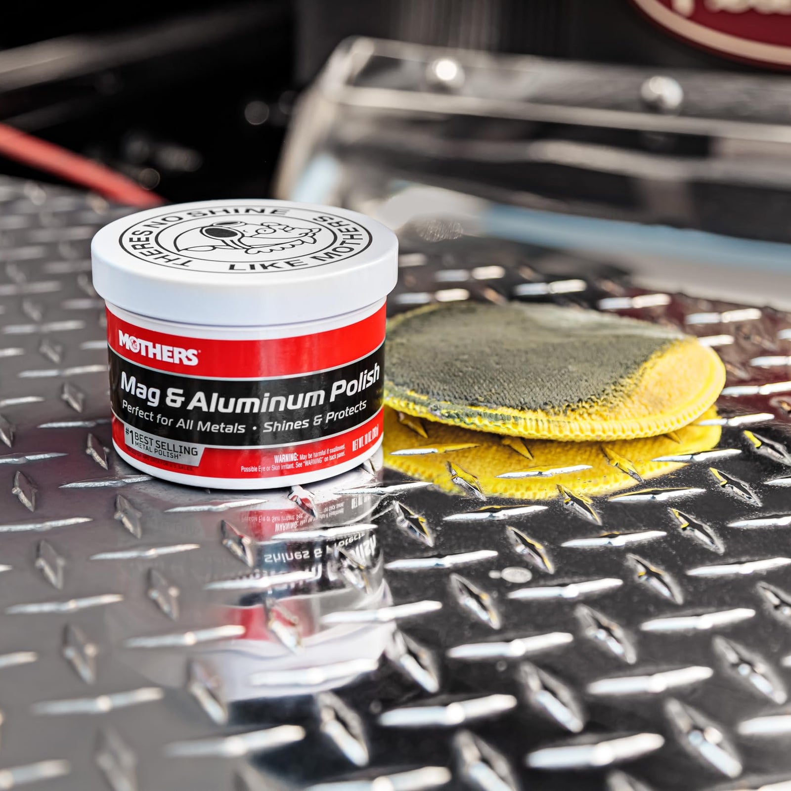 Mothers Mag & Aluminum Polish, 5 oz. — Brilliant Shine, Easy to Use, For All Uncoated & Unplated Metals Including Aluminum Wheels, Stainless Steel Trim and Exhaust Tips, Brass & More (05100)
