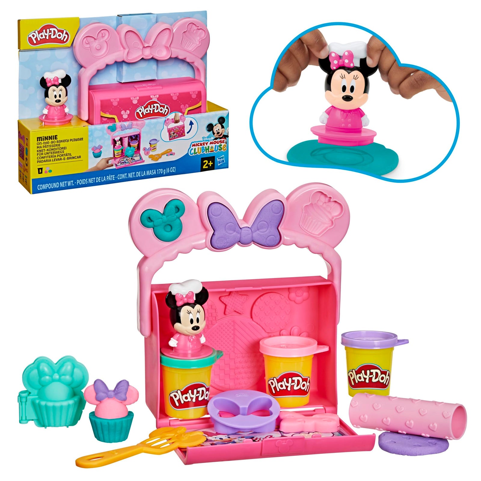 Play-Doh Disney Junior Mickey Mouse Clubhouse, On-The-Go Garage Mickey Mouse Playset, Arts & Crafts Preschool Toys for Kids 2+