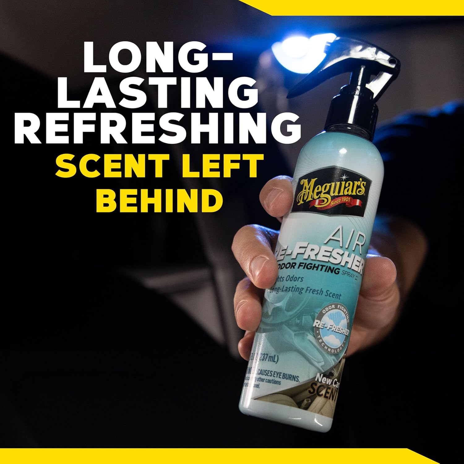 Meguiar's Air Re-Fresher Odor Fighting Spray, New Car Scent,Convenient Air Freshener that Instantly Fights Odors and Leaves Behind a Long-Lasting New Car Scent, 8 Oz Trigger Spray