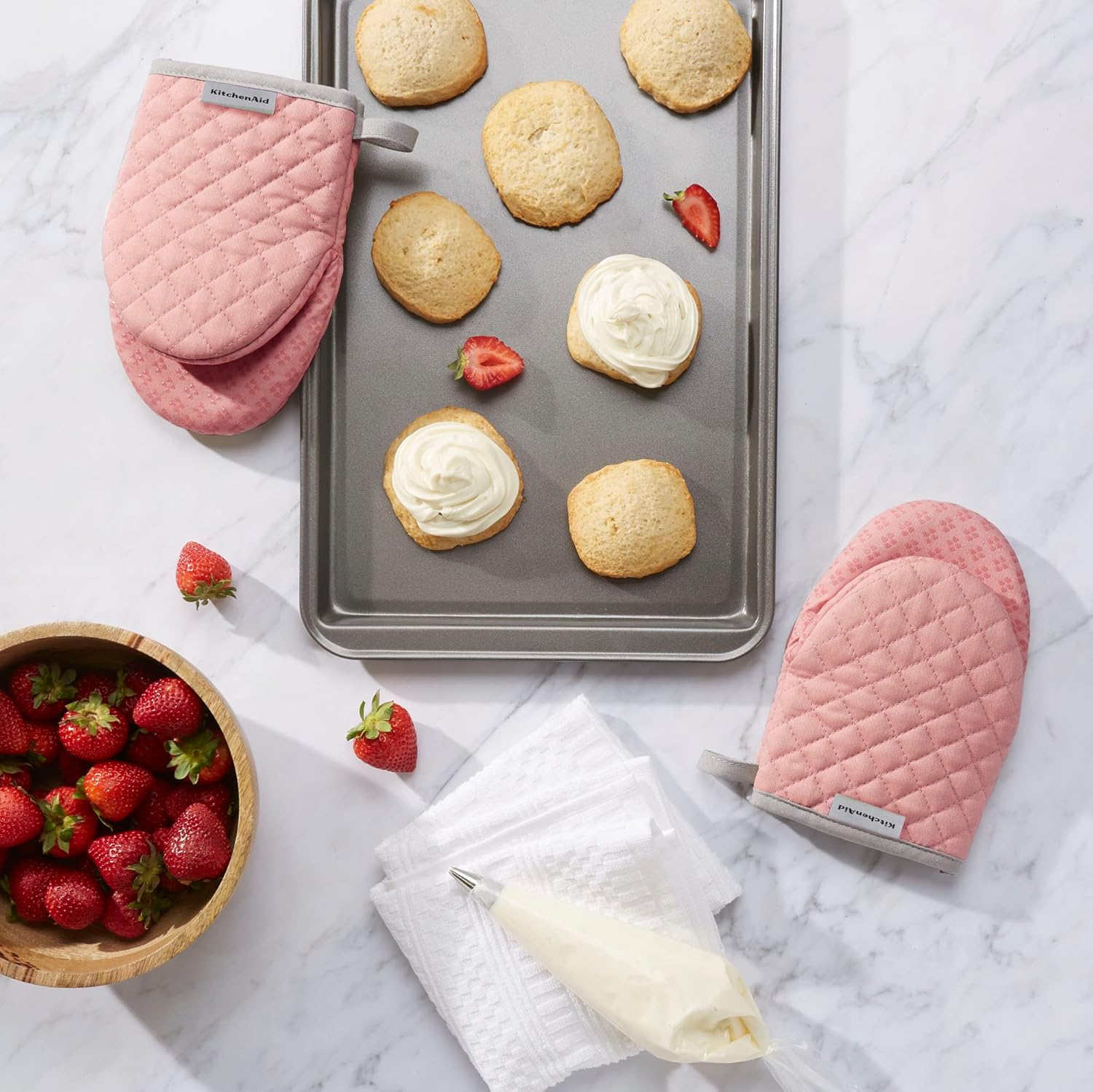 KitchenAid Asteroid Mini Oven Mitt Set, 5.5"x8", Charcoal Grey, 2 Piece