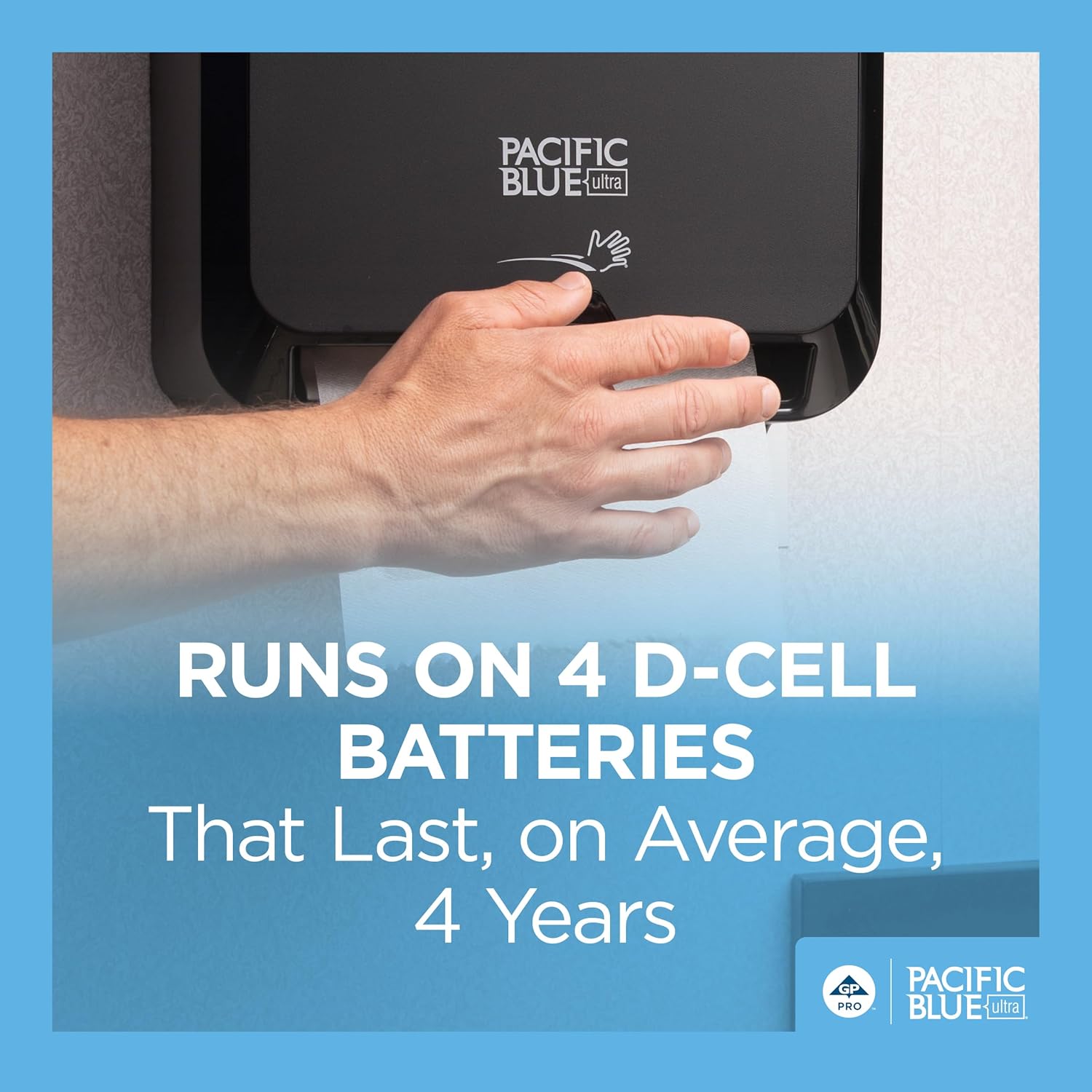 Pacific Blue Ultra 8" High-Capacity Automated Touchless Paper Towel Dispenser Starter Kit by GP PRO (Georgia-Pacific), Black Dispenser (59590) 1 White Towel Roll (26491)