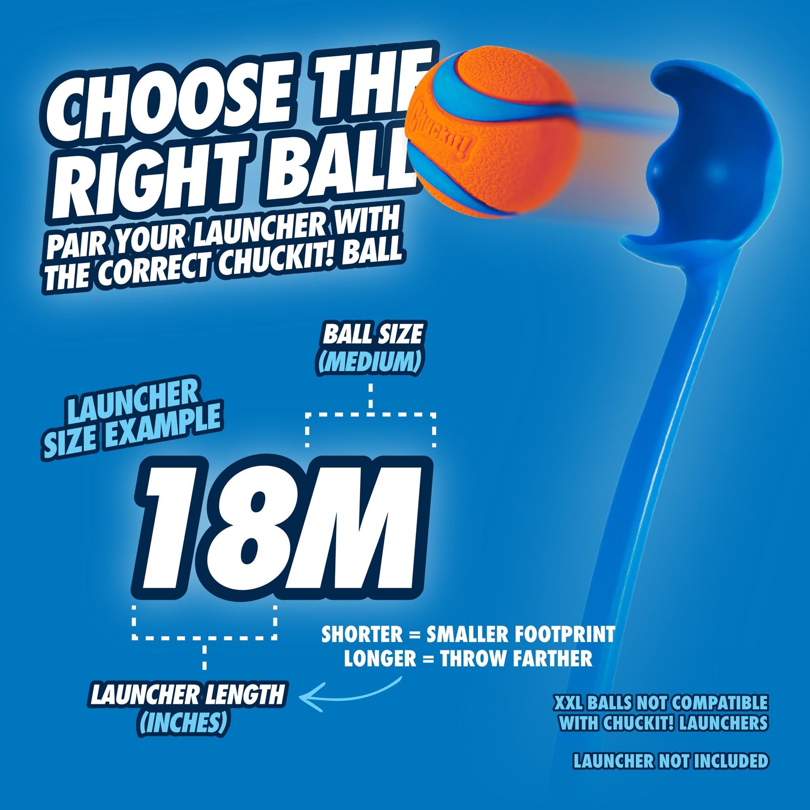Chuckit! Ultra Ball & Launcher Bundle - Classic 26" with 2 Pack Medium (2.5") Bouncy Fetch Balls for Dogs 20-60 lbs, Dog Fetch Ball Thrower