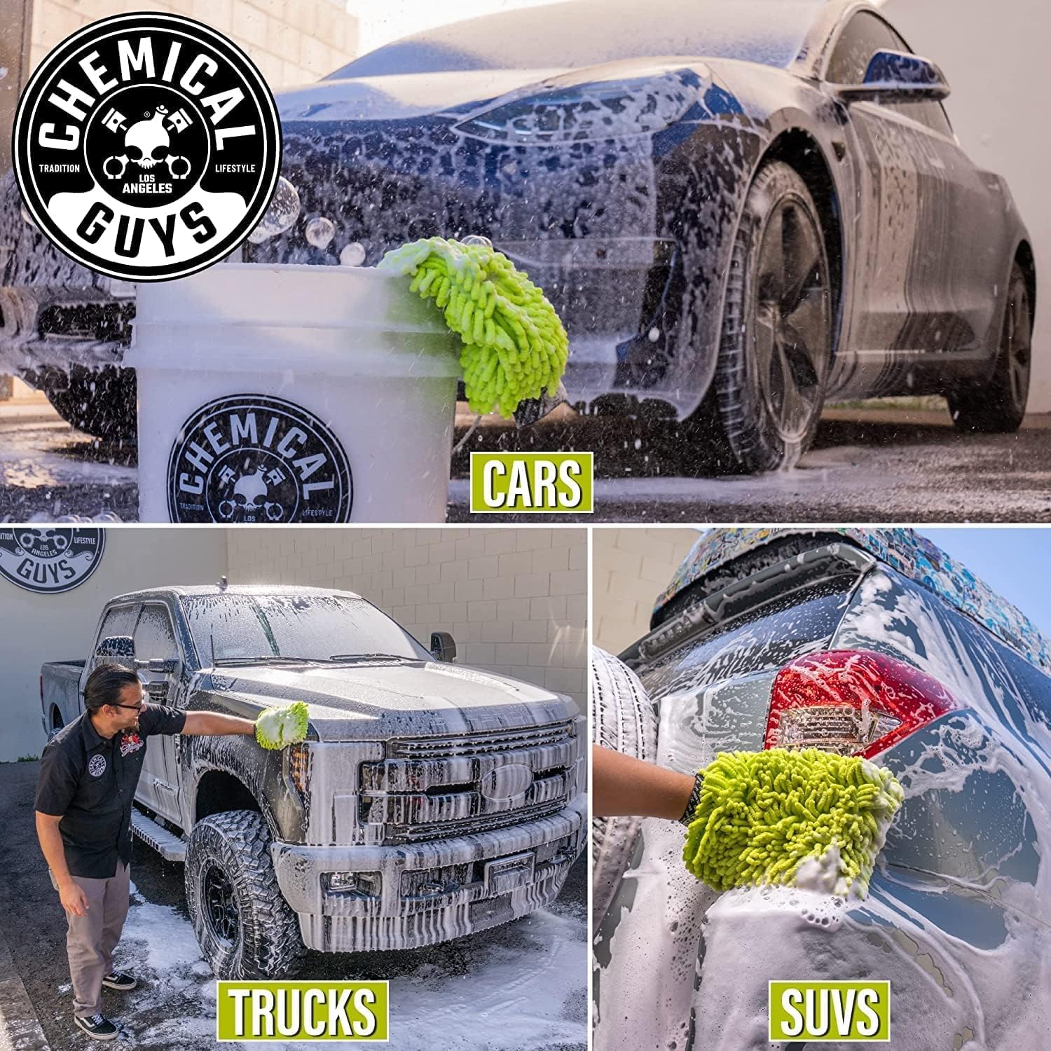 Chemical Guys Ultimate Scratch-Free Detailing Car Wash Bucket Kit with Accessories, Car Detailing Kit With Dirt Trap, Wash Mitt, Lid, and 16 oz Soap, Safe For Trucks, SUVs, Motorcycles, RVs