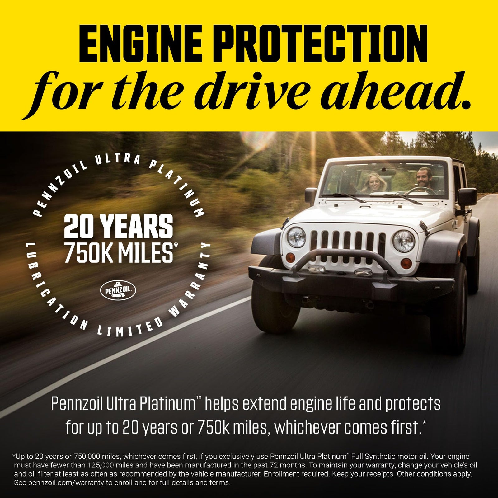 Pennzoil Ultra Platinum Full Synthetic 0W-20 Motor Oil, 1 Quart (6 Pack)