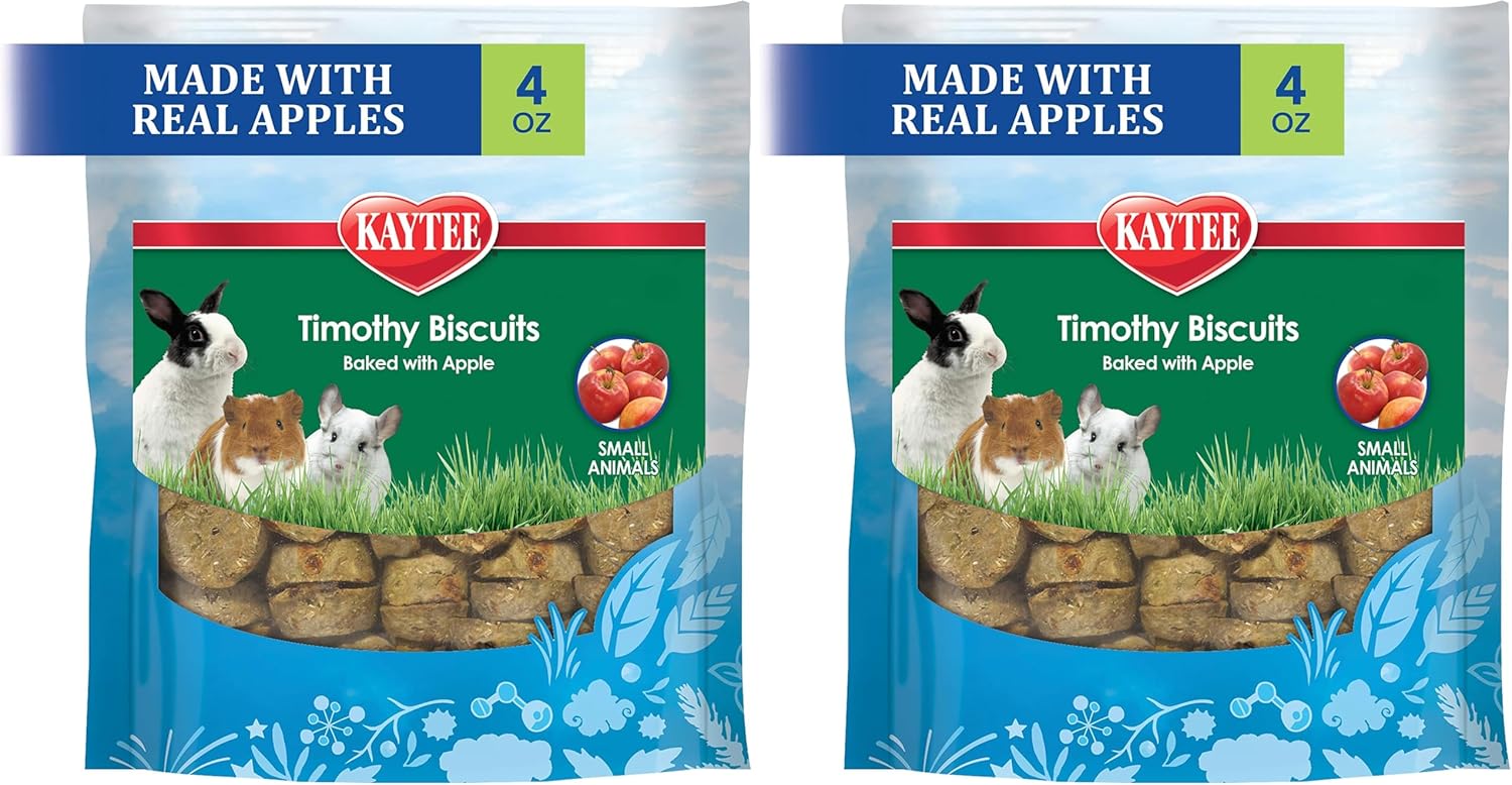 Kaytee Timothy Biscuits Baked Treat for Pet Guinea Pigs, Rabbits & Other Small Animals, Carrot, 4 oz (Pack of 2)