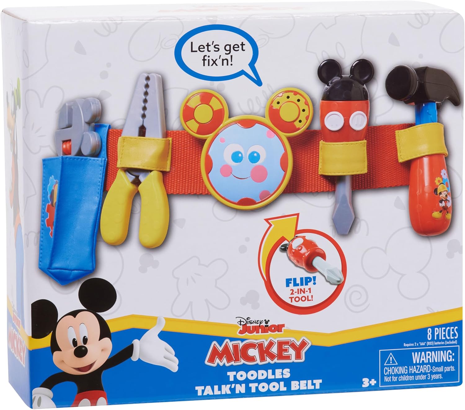 Disney Mickey Toodles Talk'n Toolbelt and Kids Play Tool Accessories for Dress Up and Pretend Play, Kids Toys for Ages 3 Up by Just Play