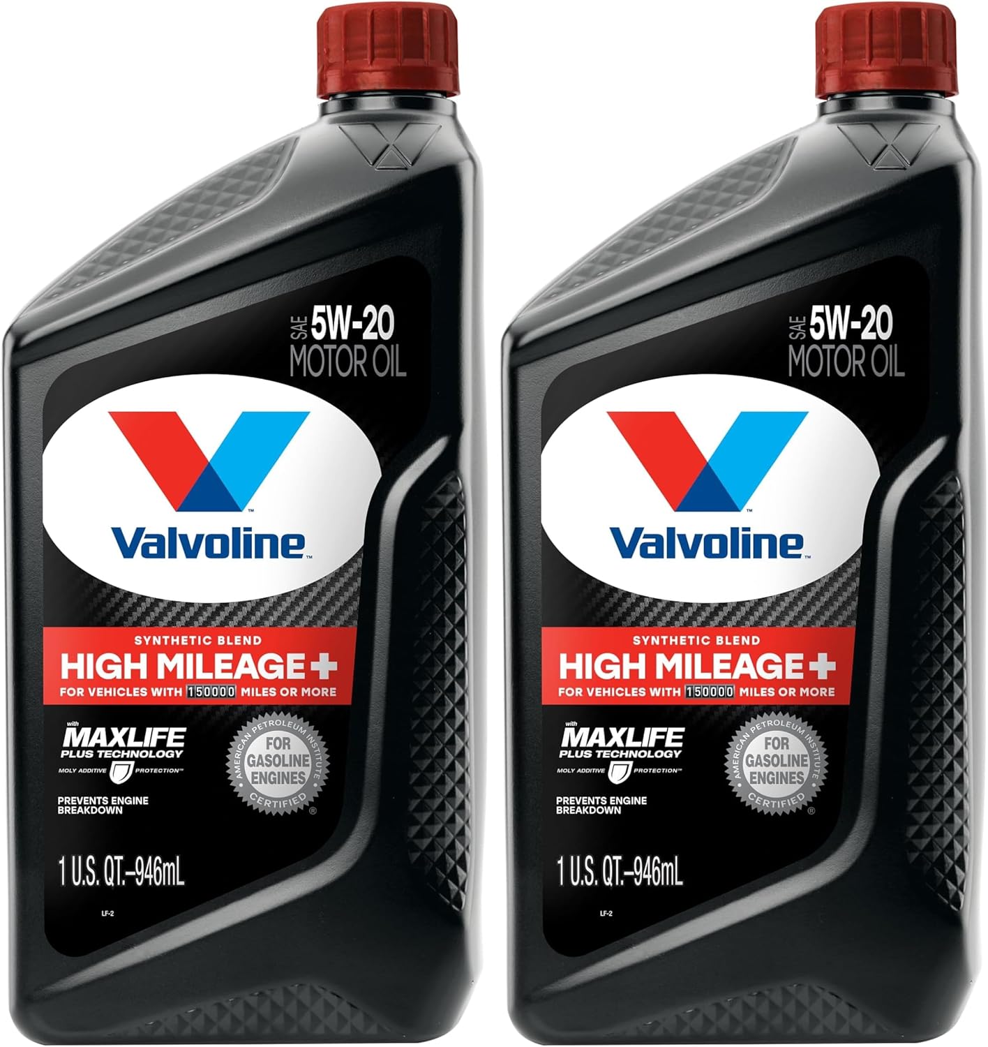 Valvoline Full Synthetic High Mileage with MaxLife Technology SAE 0W-20 Motor Oil 5 QT, Case of 3