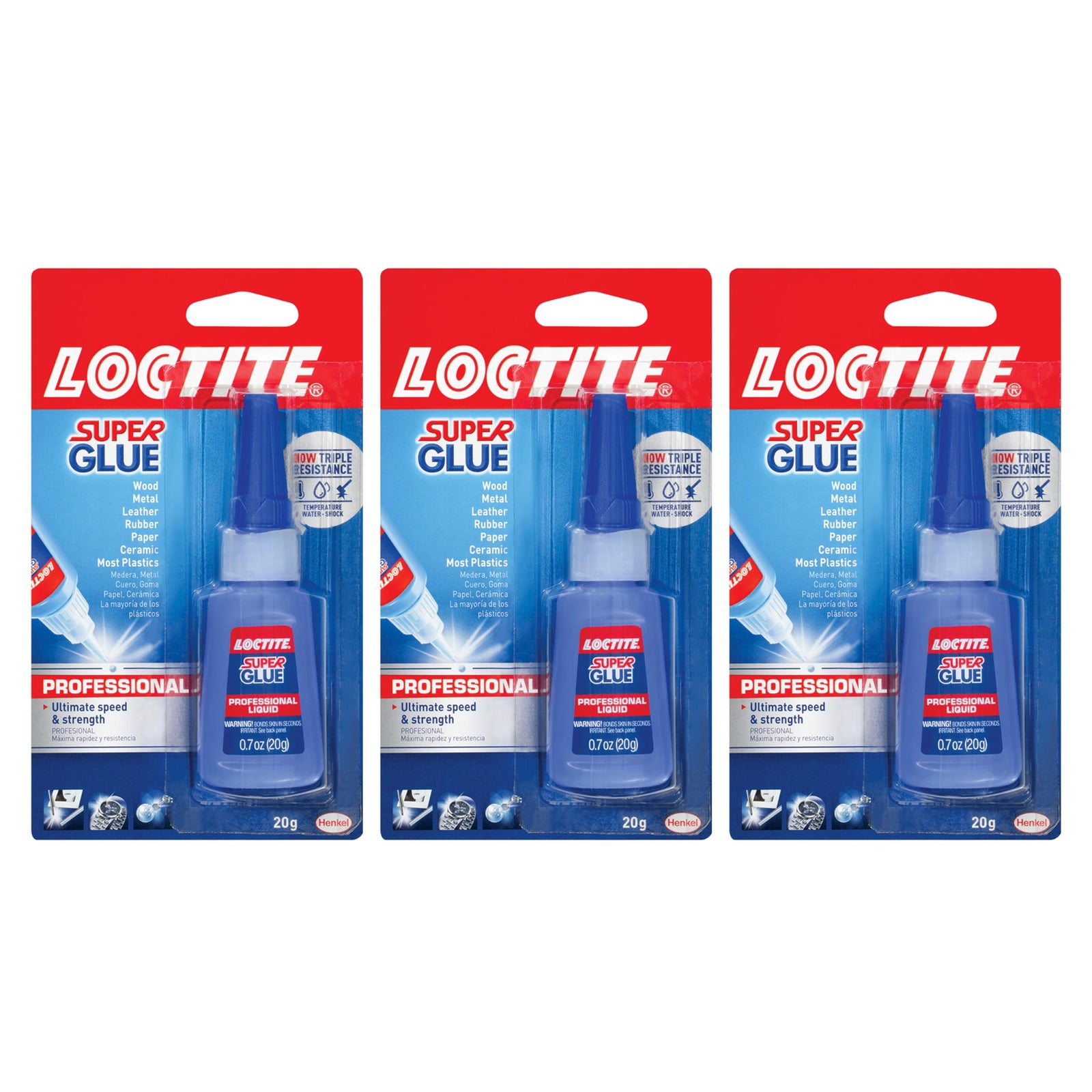 Loctite Super Glue Liquid Professional, Clear, 0.7 fl oz Bottle, 4 Pack - Superglue for Plastic, Wood, Metal, Crafts & Repair, Cyanoacrylate Adhesive Instant Glue, Quick Dry