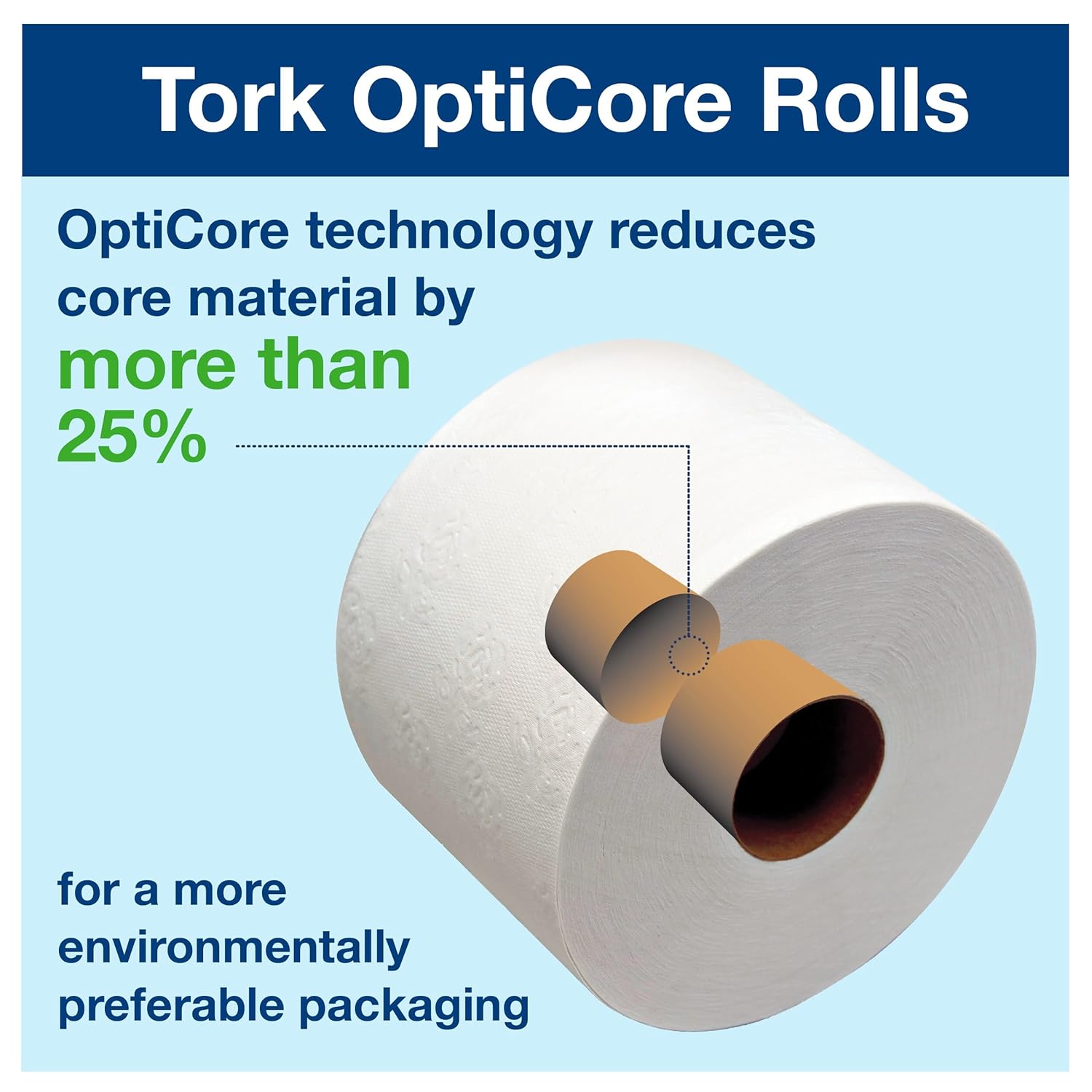 Tork OptiCore Mid-size Toilet Paper Roll White T11, Universal, 2-ply, 36 x 865 sheets, 161990