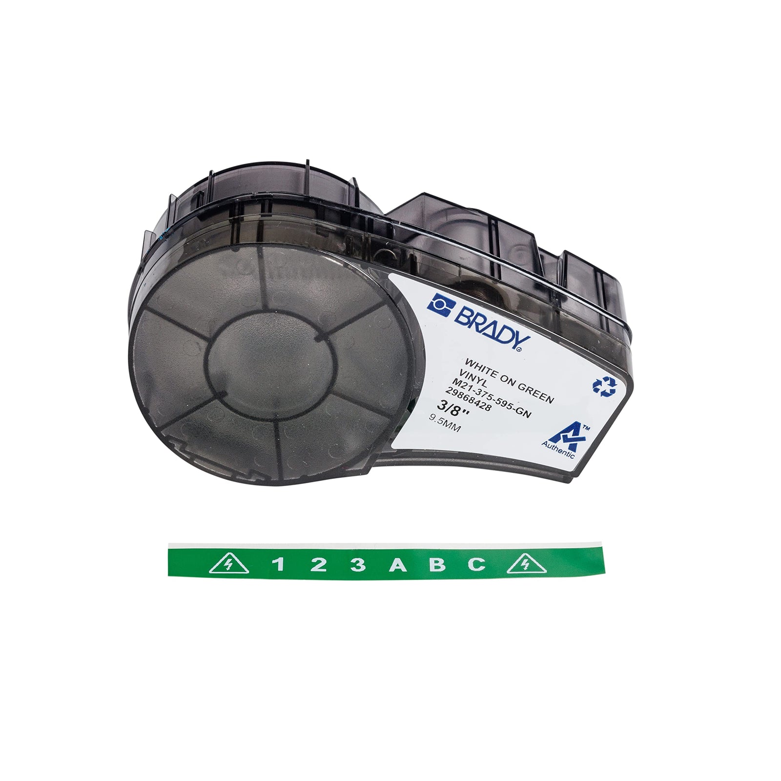 Brady Authentic (M21-375-595-BR) All-Weather Vinyl Label for Indoor/Outdoor ID, Lab and Equipment Labeling, White on Brown- ForM210, M210-LAB, M211, BMP21-PLUS and BMP21-LAB Printers, .375" W, 21' L