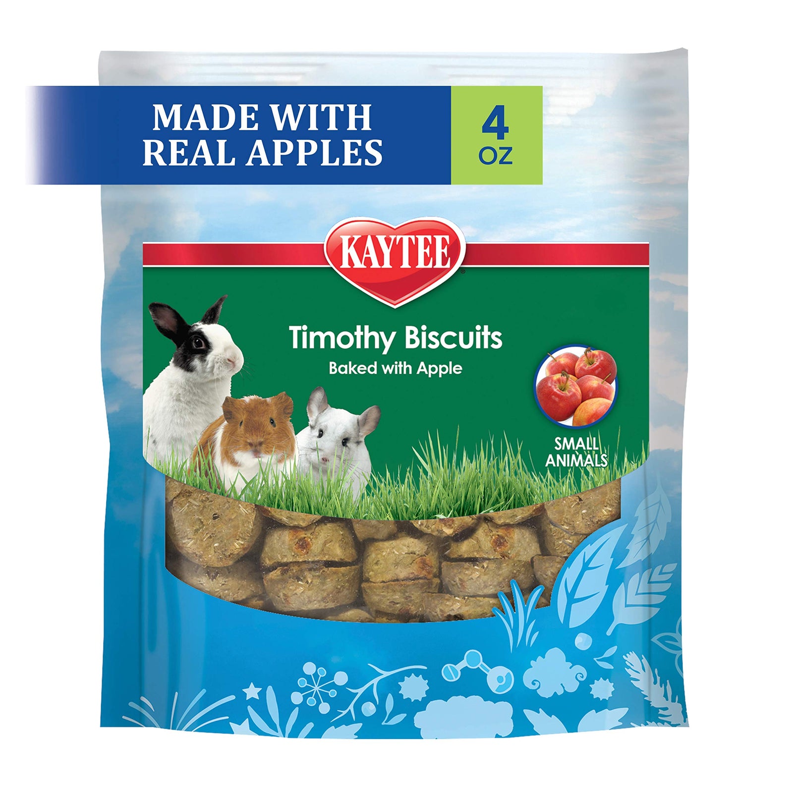Kaytee Timothy Biscuits, Apple, for Guinea Pigs & Rabbits | Baked Treat | 4 oz | Pack of 2 | Small Animals