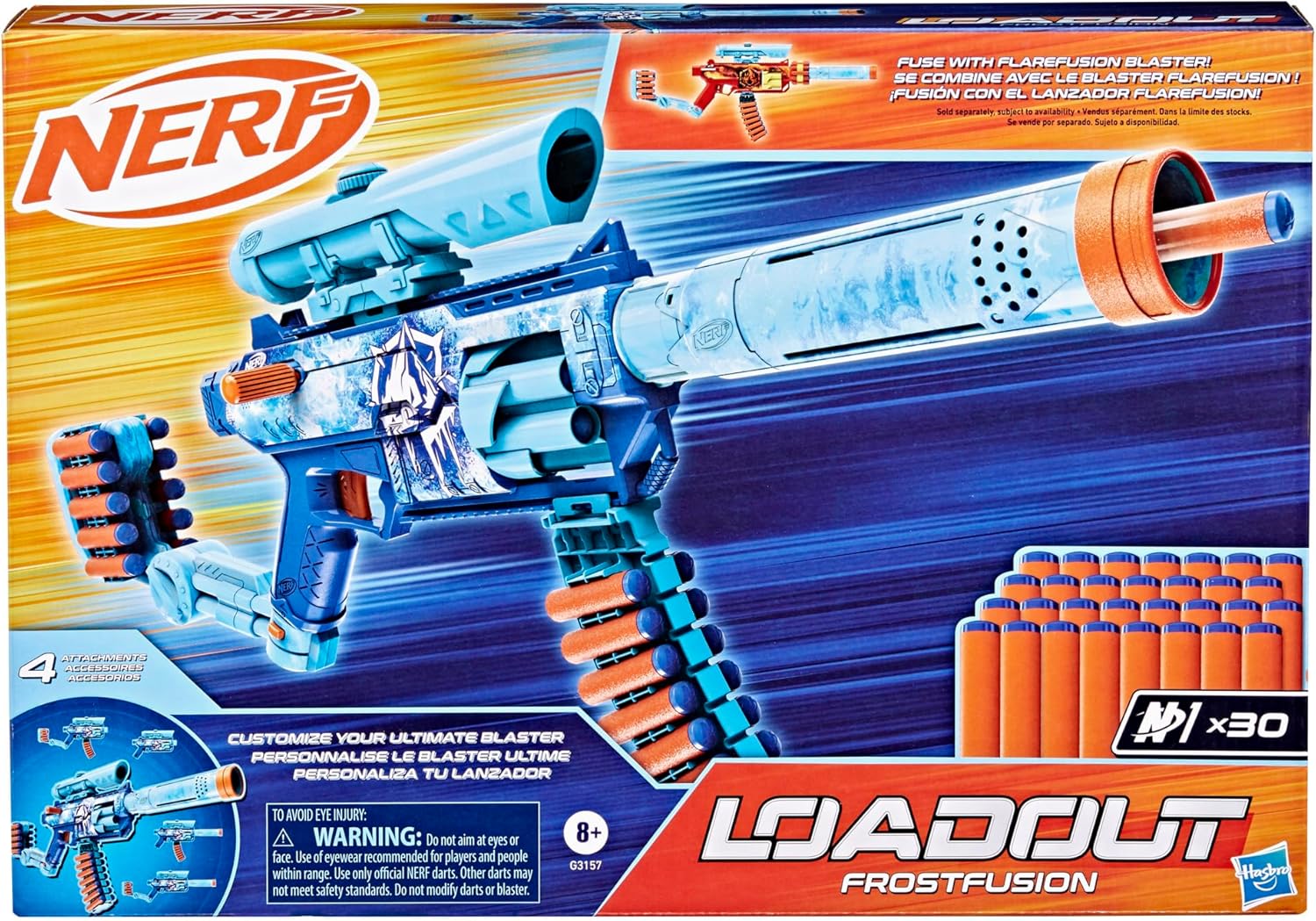 Nerf Loadout FrostFusion Blaster, 4 Interchangeable Attachment Accessories, 30 Nerf N1 Darts, Kids Outdoor Toys, Ages 8+ (Amazon Exclusive)