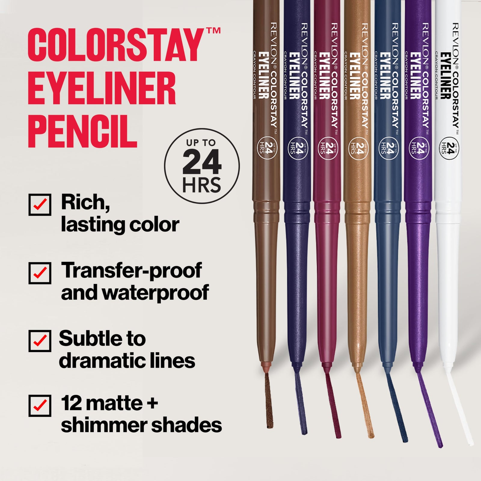 Revlon ColorStay Pencil Waterproof Eyeliner, Smudge-Proof, Eye Makeup with Built-In Sharpener, Stocking Stuffer for Women, 201 Black, 0.01 oz