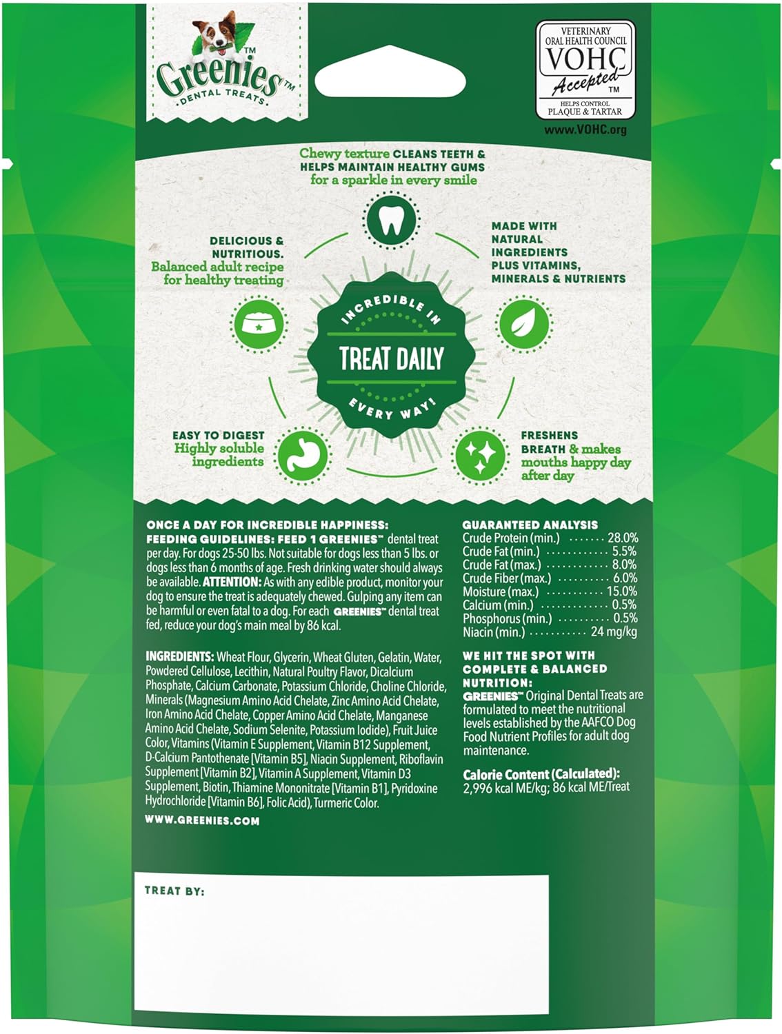 Greenies Veterinarian-Recommended Adult Natural Dental Dog Treats Regular Size, Original Flavor, 3 oz. Pack, 3 Count