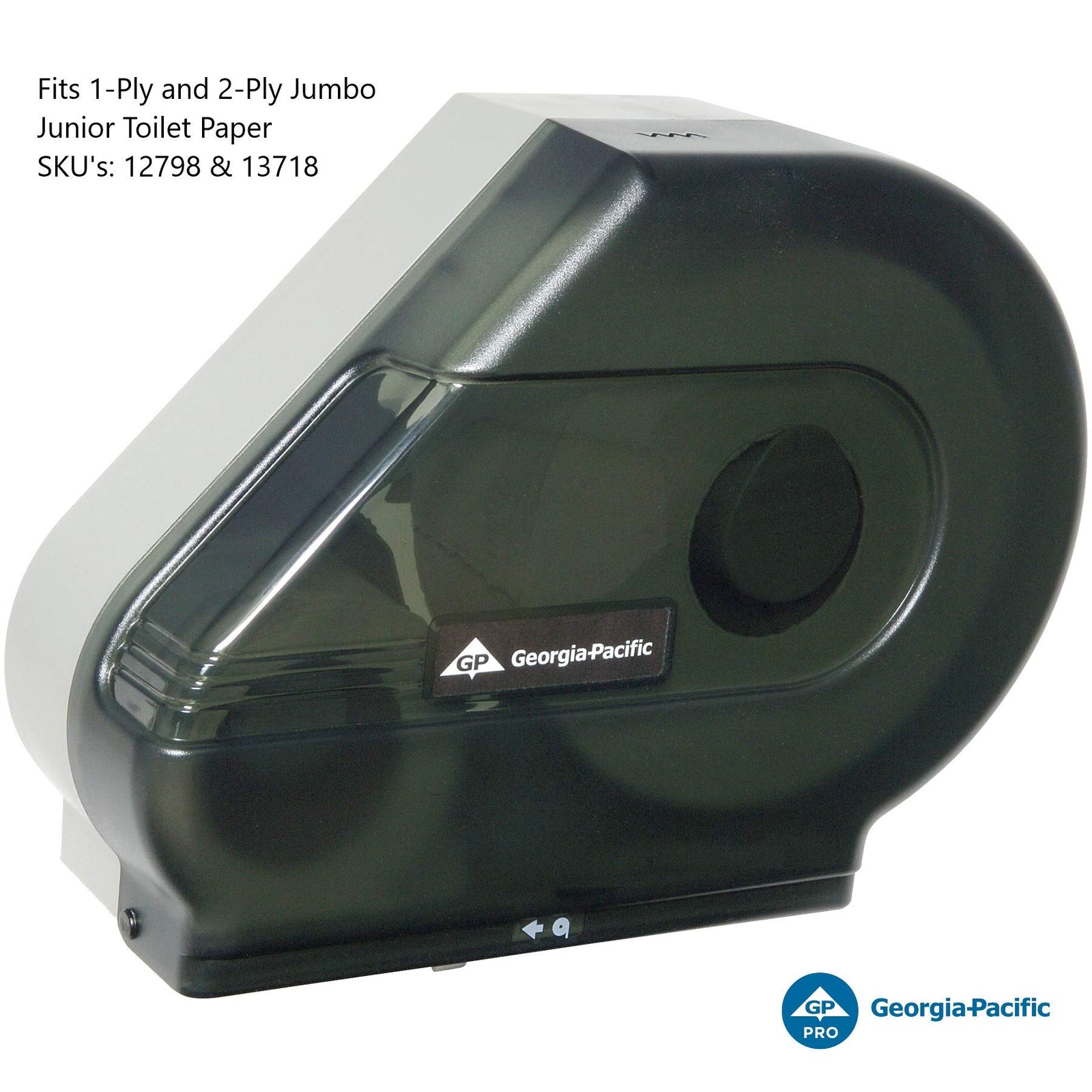 Georgia-Pacific Single-Roll Jumbo Toilet Paper Dispenser by GP PRO (Georgia-Pacific), Translucent Smoke, 59009, 10.610" W x 5.390" D x 11.290" H
