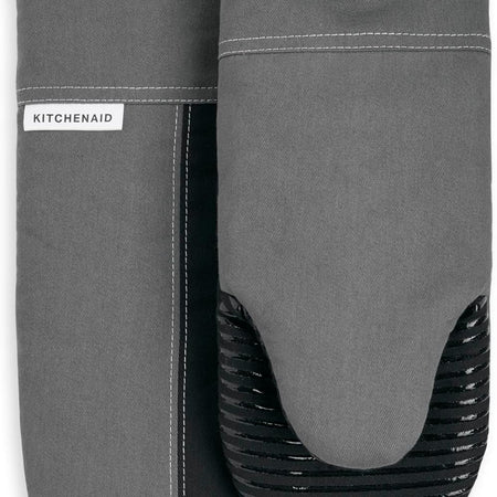 KITCHENAID Beacon Two-Tone Oven Mitt 2-Pack Set, Contour Silver/Matte Black, 5.75"x13"