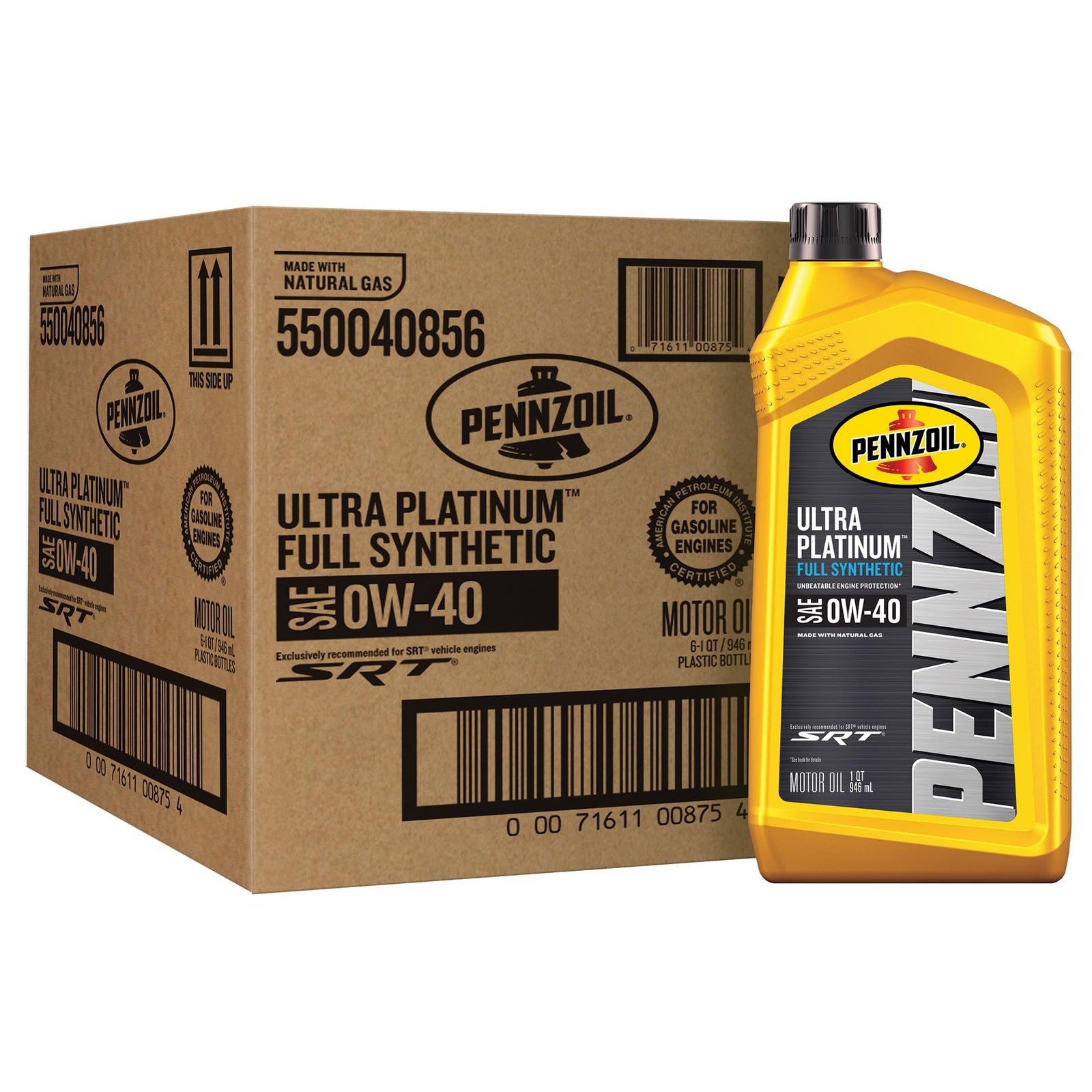 Pennzoil Ultra Platinum Full Synthetic 0W-20 Motor Oil, 1 Quart (6 Pack)
