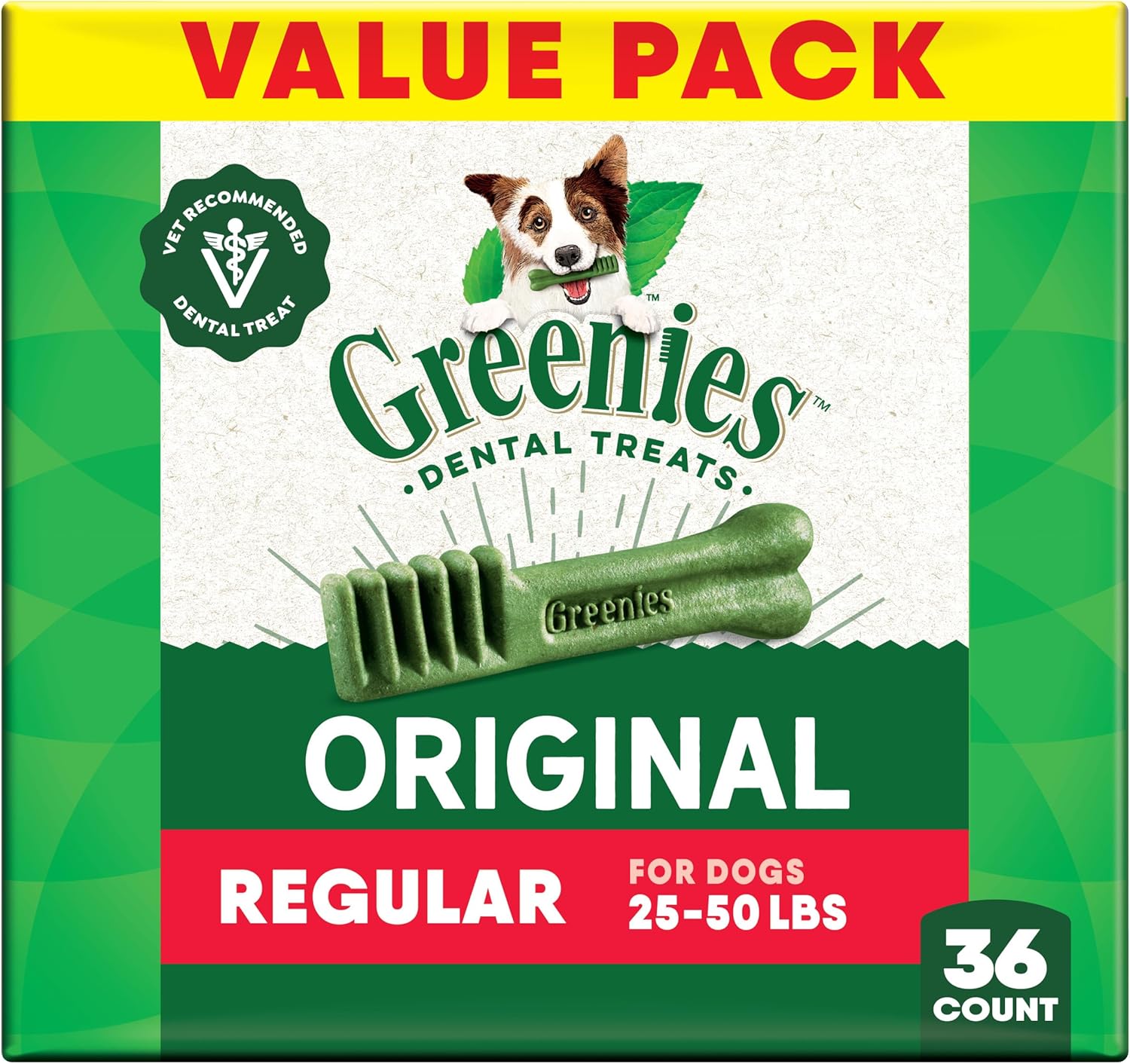Greenies Veterinarian-Recommended Adult Natural Dental Dog Treats Regular Size, Original Flavor, 3 oz. Pack, 3 Count