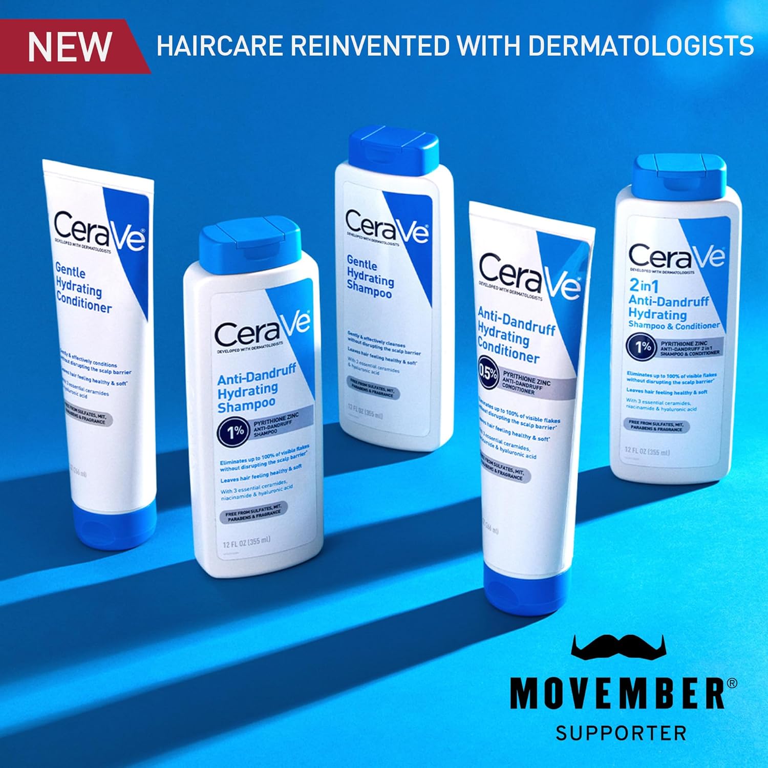 CeraVe 2 In 1 Hydrating Anti Dandruff Shampoo And Conditioner Twin Pack, 1% Pyrithione Zinc Dandruff Treatment Helps Eliminate Dandruff, Color Safe & Sulfate Free, 12 Fl Oz Each (Set of 2)