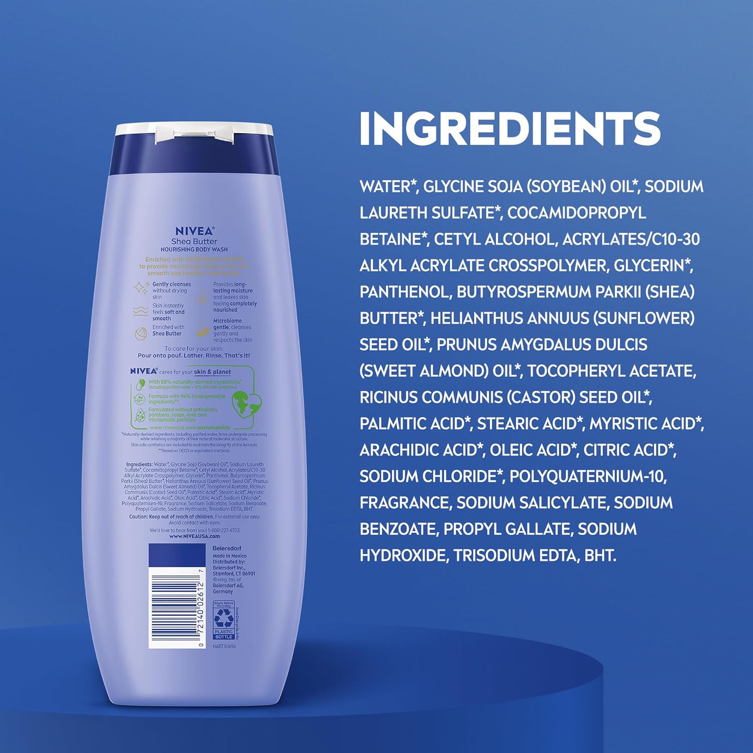 NIVEA Shea Nourish Body Lotion (16.9 Fl Oz) Nourishing Shea Butter Body Wash (20 Fl Oz), Nourishing Skin Care Set with Shea Butter