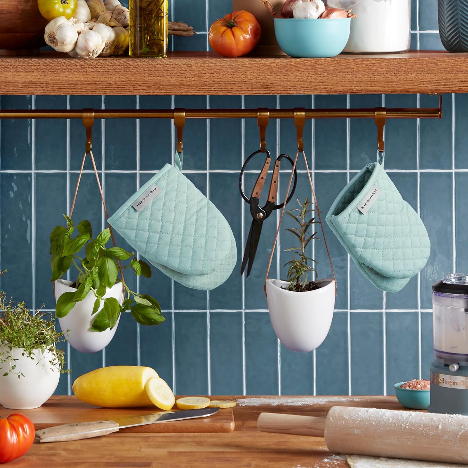 KitchenAid Asteroid Mini Oven Mitt Set, 5.5"x8", Charcoal Grey, 2 Piece