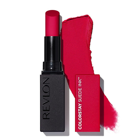 Revlon Lipstick, ColorStay Suede Ink, Built-in Primer, Stocking Stuffer for Women, Waterproof, Smudge-proof, Matte Color, 018 First Class, 0.09 oz