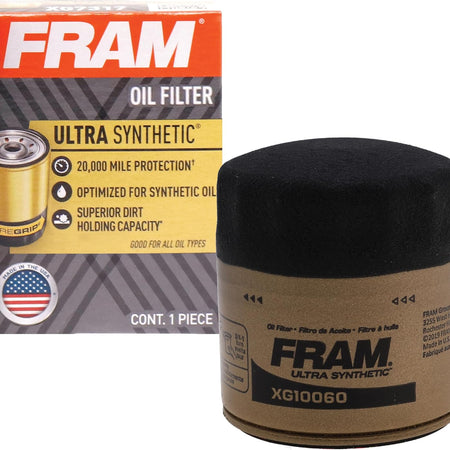 FRAM Ultra Synthetic XG10060 20K Mile Change Automotive Replacement Engine Oil Filter for Synthetic Oil Changes, Premium Vehicle Engine Protection Oil Filter for Select Vehicle Model Years