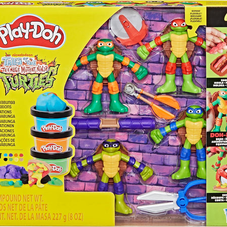 Play-Doh Teenage Mutant Ninja Turtles Cowabunga Creations Bendy 4 Inch Action Figures Set, Kids Arts & Crafts, TMNT Toys for Boys & Girls 4+