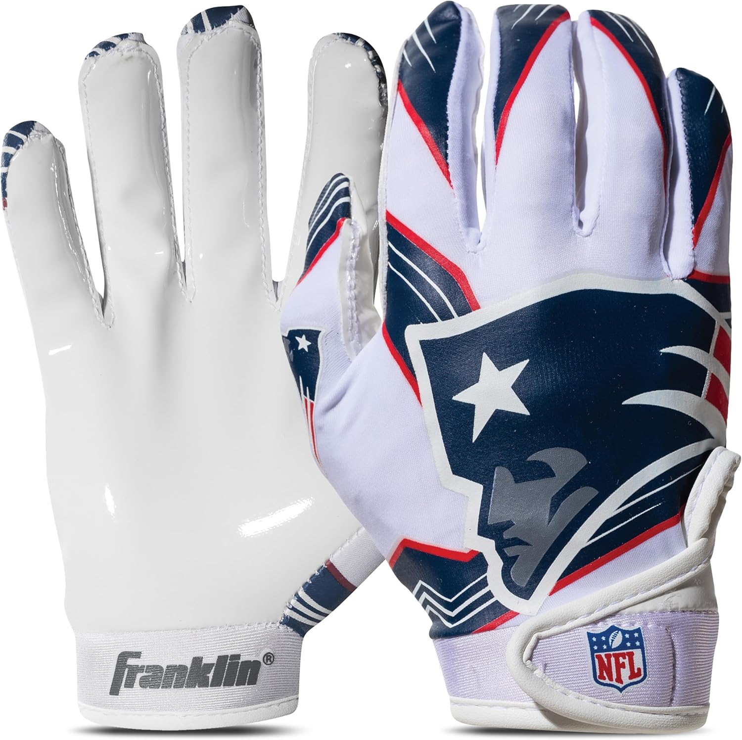 Franklin Sports Youth NFL Football Receiver Gloves - Kids Football Gloves Pair - NFL Team Logos and Silicone Palm
