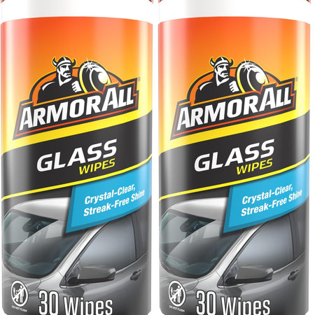Armor All Car Glass Wipes, Auto Glass Cleaner for Film and Grime, 30 Count