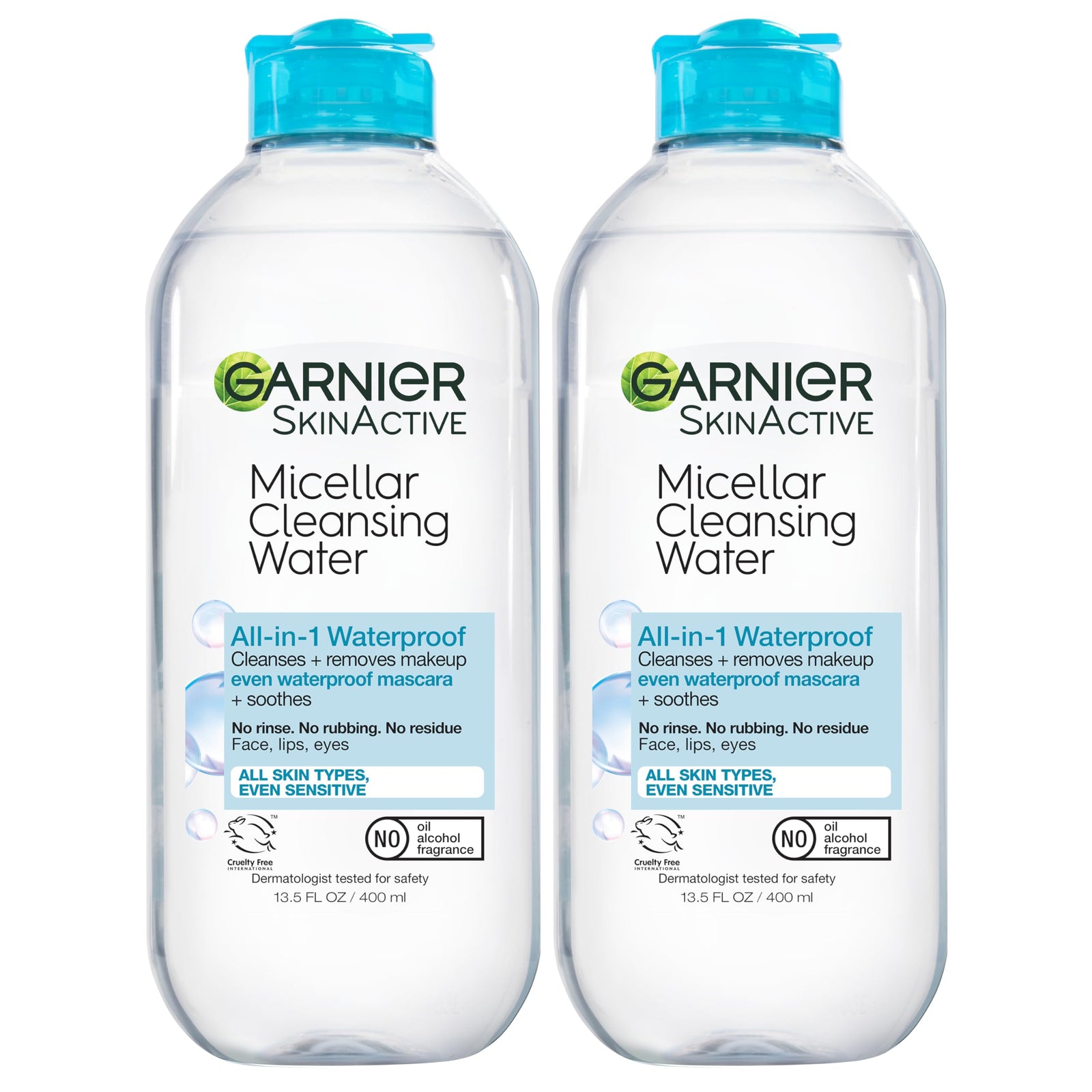 Garnier Micellar Water For Waterproof Makeup, Hydrating Facial Cleanser & Makeup Remover, Suitable for Sensitive Skin, Vegan, Cruelty Free, 13.5 Fl Oz (400mL), 1 Count