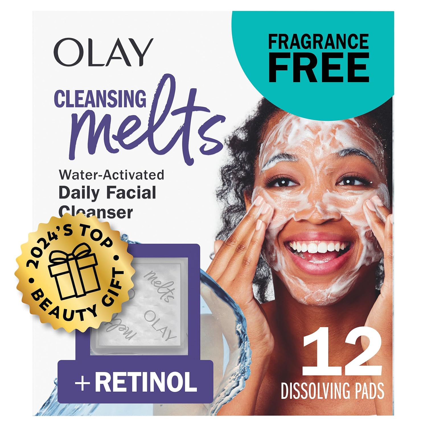 Olay Retinol Face Moisturizer, 24 MAX Anti-Aging Night Cream for Women, Fragrance-Free, Anti-Wrinkle Skin Care (1.7 oz) & Trial Size Retinol Cleansing Melts, Water-Activated Face Wash (12 ct)