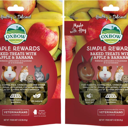 Oxbow Animal Health Simple Rewards Veggie Treats, Carrots & Bell Pepper Guinea Pig & Bunny Treats, Pet Snack for Rabbit & Guinea Pig, Made with Oxbow Hay, Alfalfa for Rabbit, 3 oz Bag