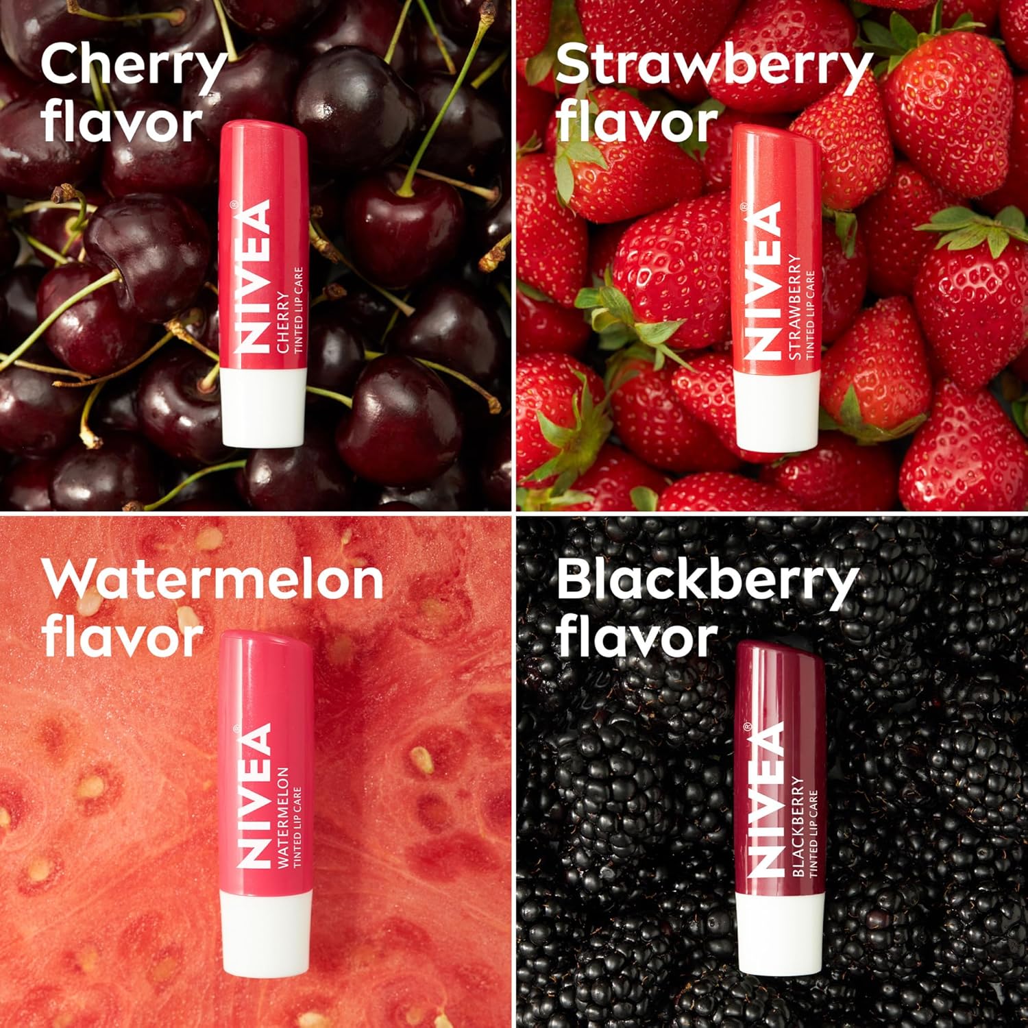 NIVEA Mango Lip Care, Vegan Lip Balm Pack with Shea Butter, Nourishing Oils and Vitamin C & E, 3-in-1 Moisturize, Repair and Protect, 0.17 Oz Stick, Pack of 4