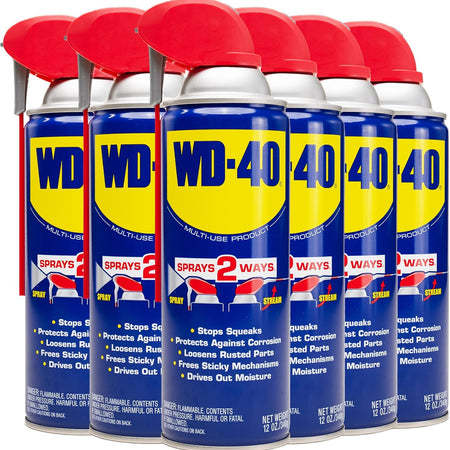 WD-40 Original Formula, Multi-Use Product with Smart Straw Sprays 2 Ways,12 OZ [6-Pack]