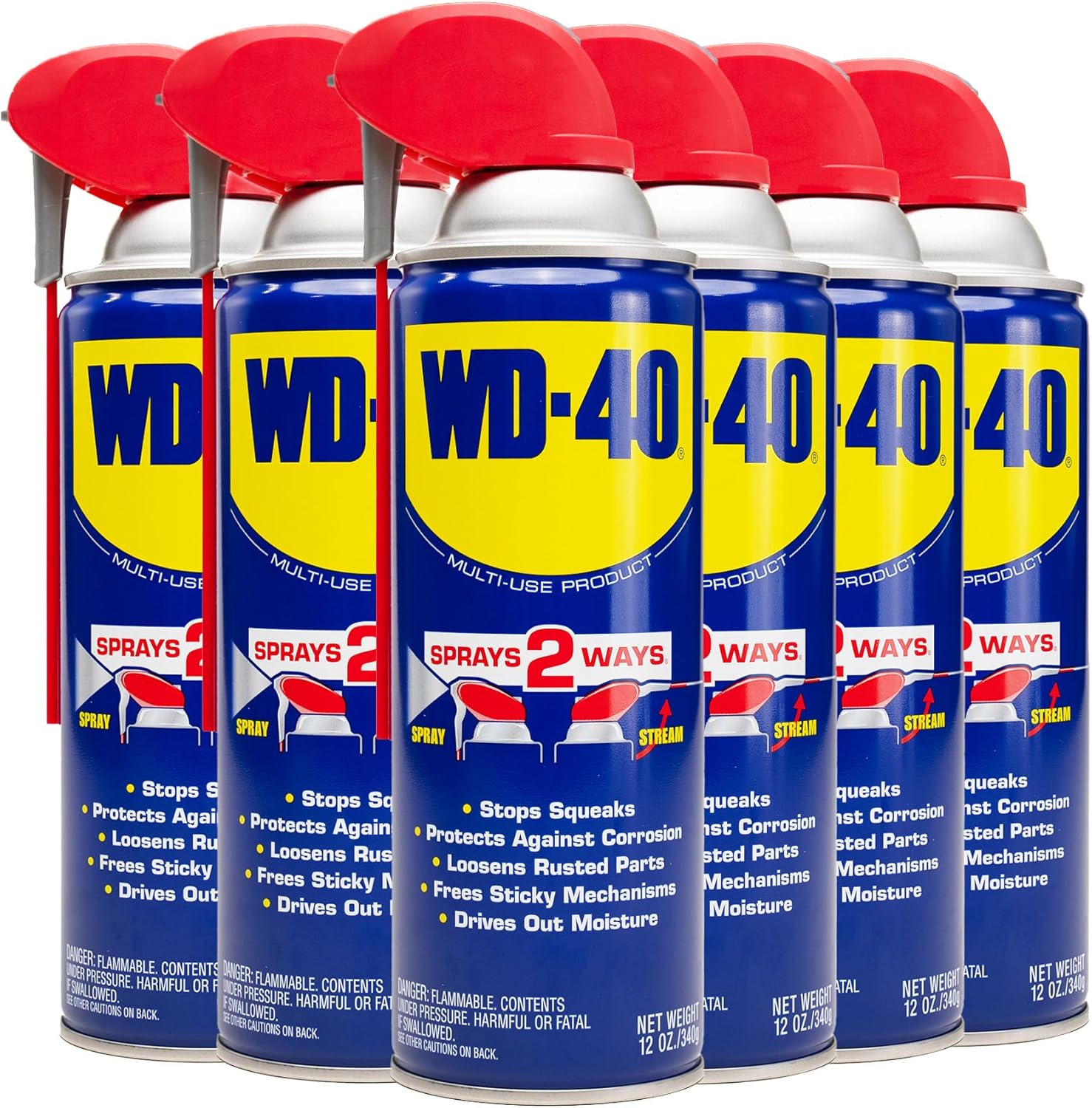 WD-40 Original Formula, Multi-Use Product with Smart Straw Sprays 2 Ways,12 OZ [6-Pack]