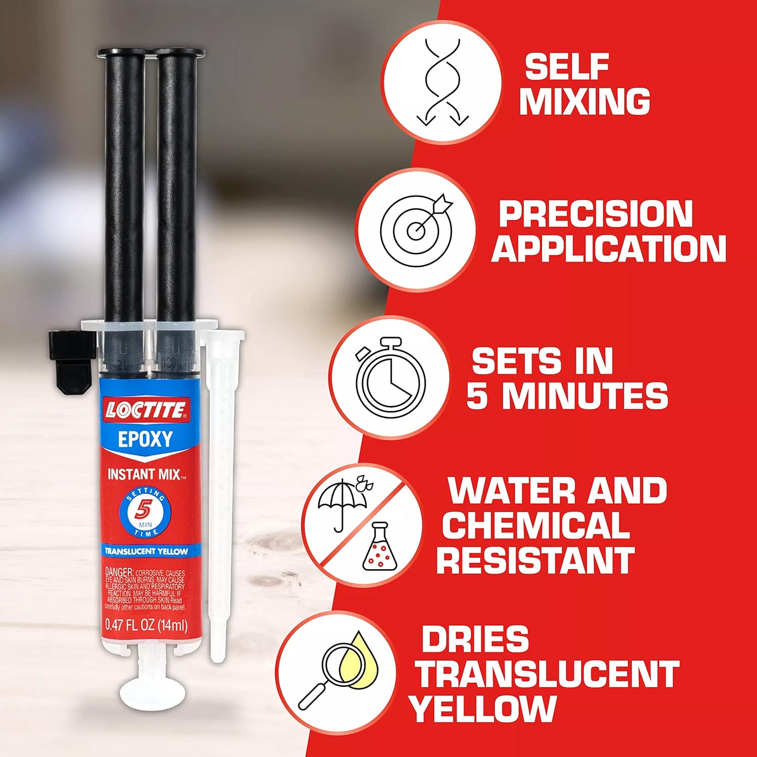 Loctite Epoxy Instant Mix 5 Minute, 0.47 fl. oz. Syringe (Pack of 6)