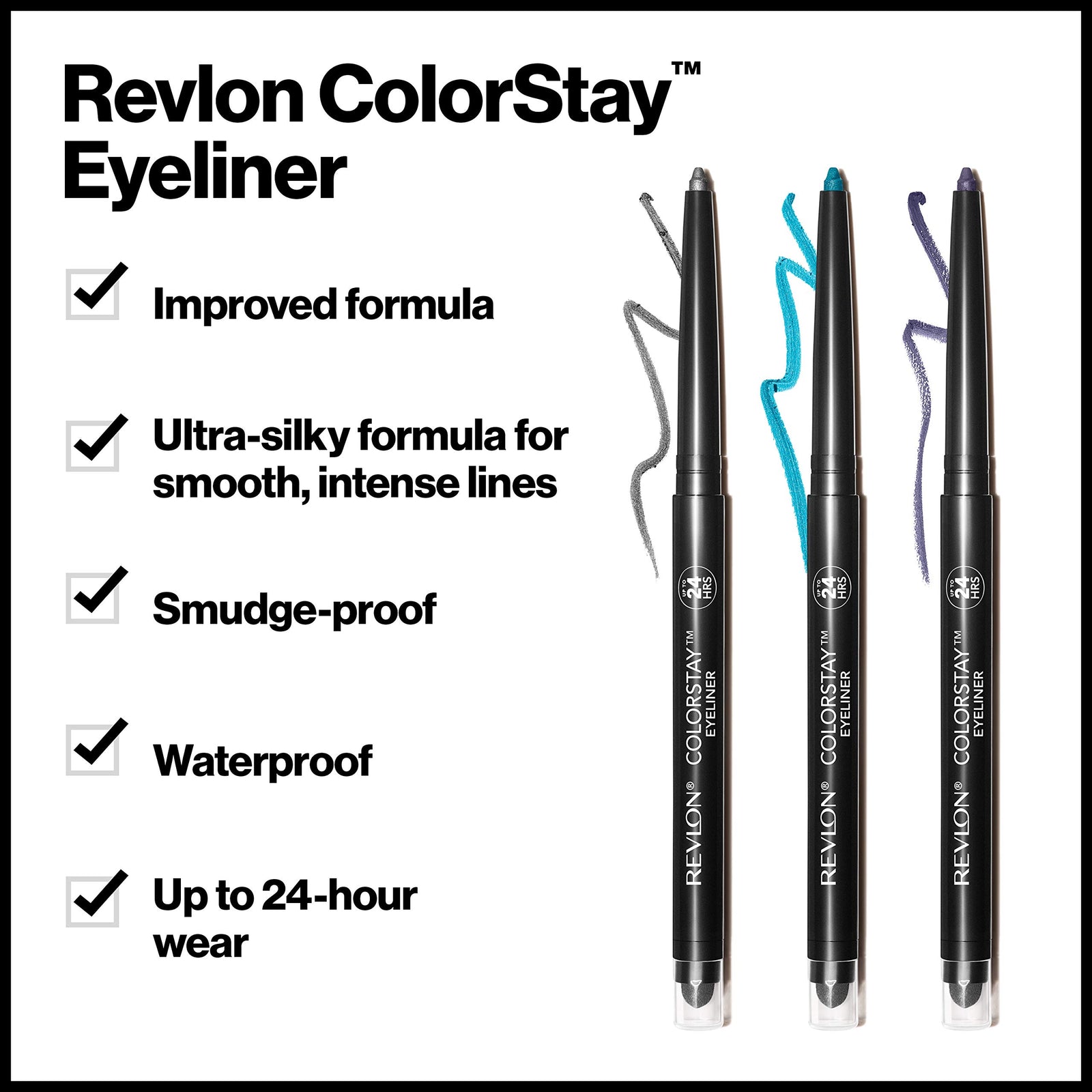 Revlon ColorStay Pencil Waterproof Eyeliner, Smudge-Proof, Eye Makeup with Built-In Sharpener, Stocking Stuffer for Women, 201 Black, 0.01 oz